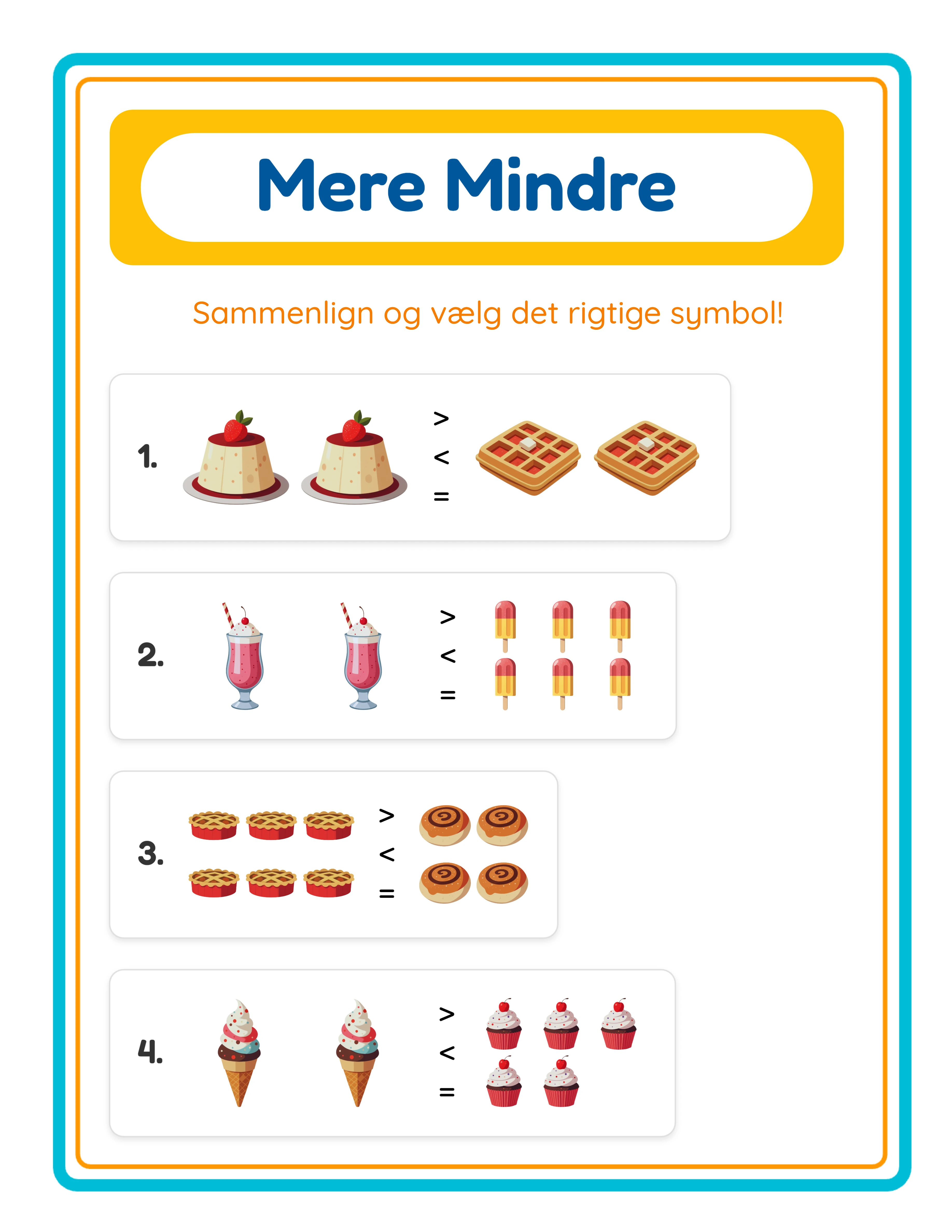 Featured more-less printable worksheet — colorful comparison activity