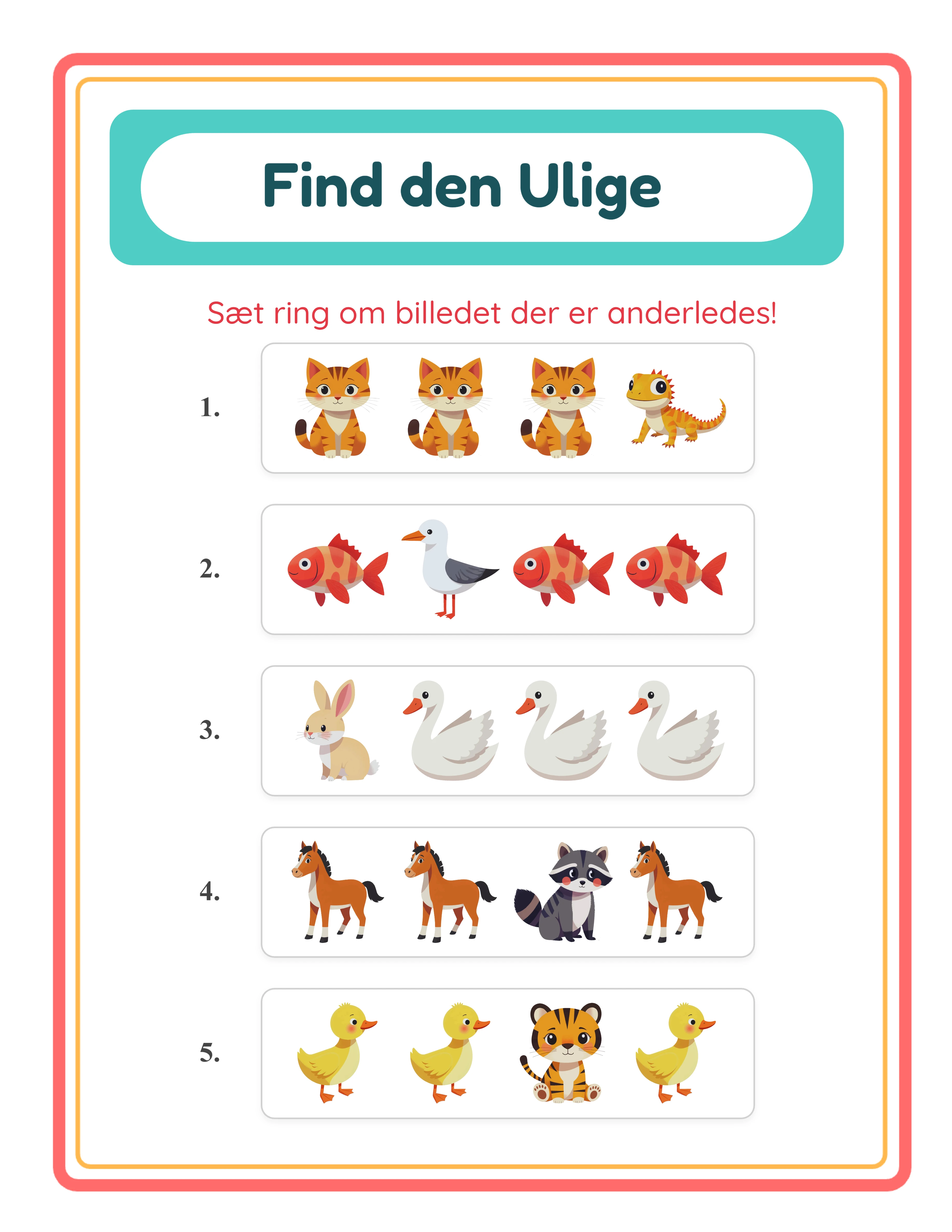 Professional odd one out printable worksheet