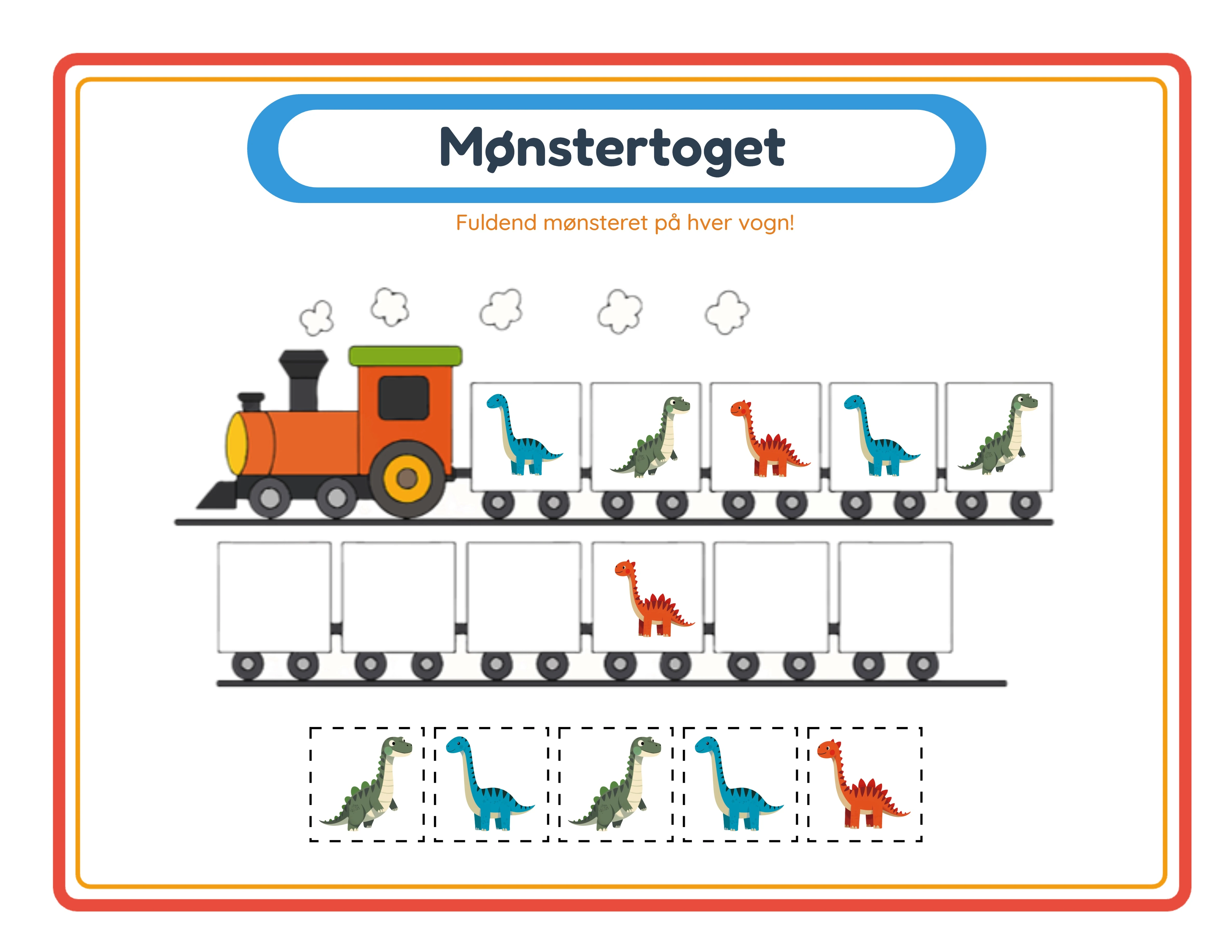Eksempel Pattern Train-arbejdsark — prøv generatoren gratis