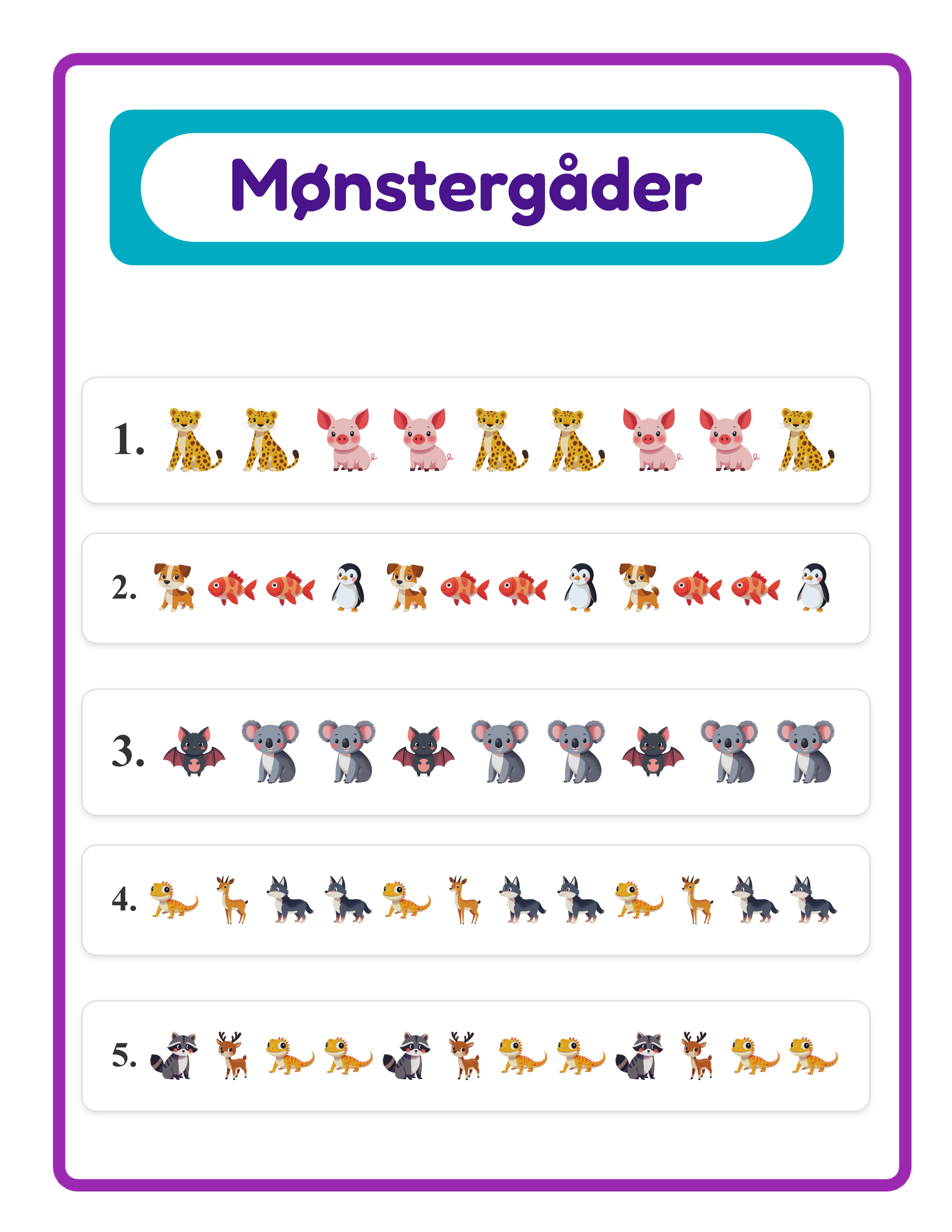 Pattern printable worksheet printable answer key