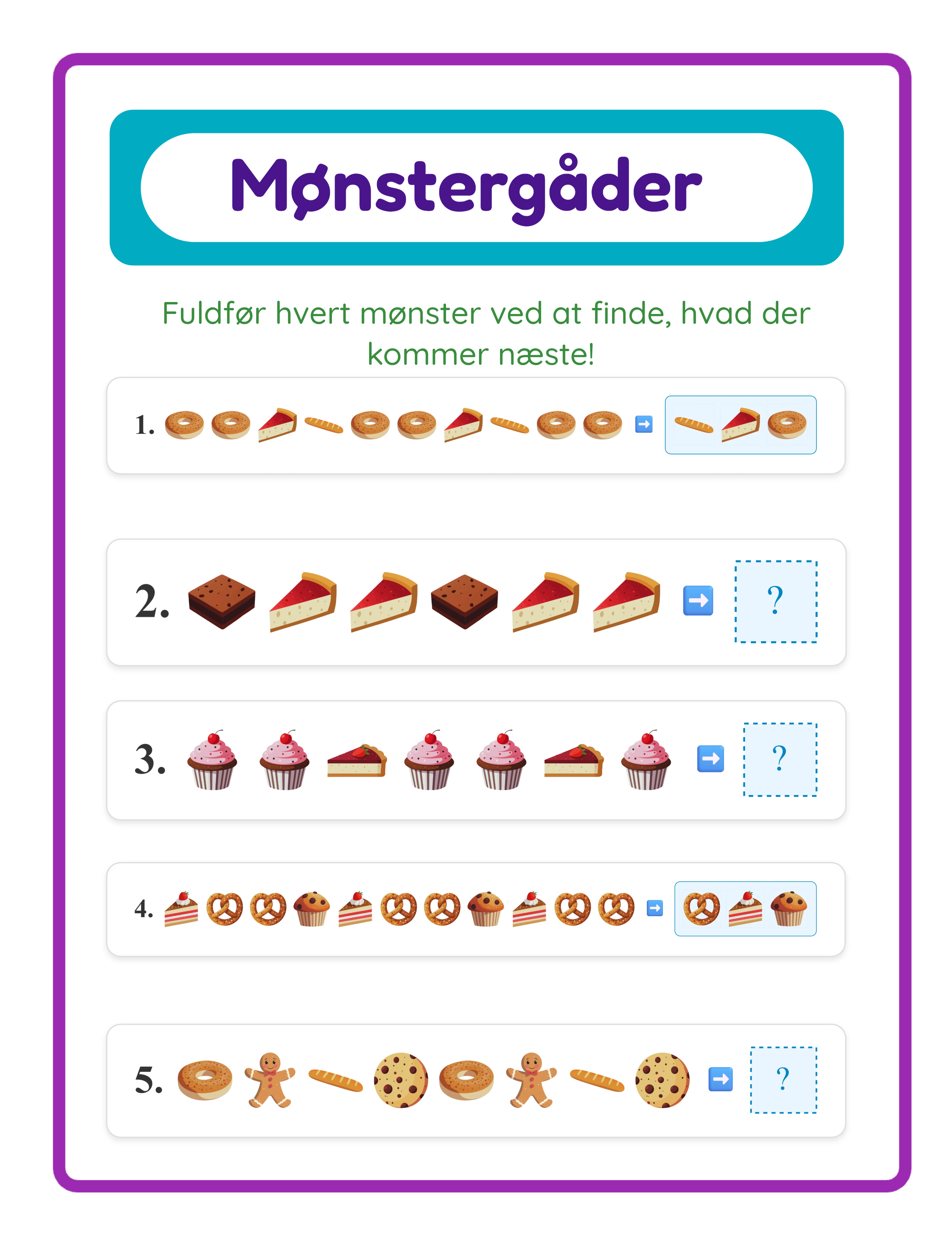 Pattern printable worksheet — themed pattern practice