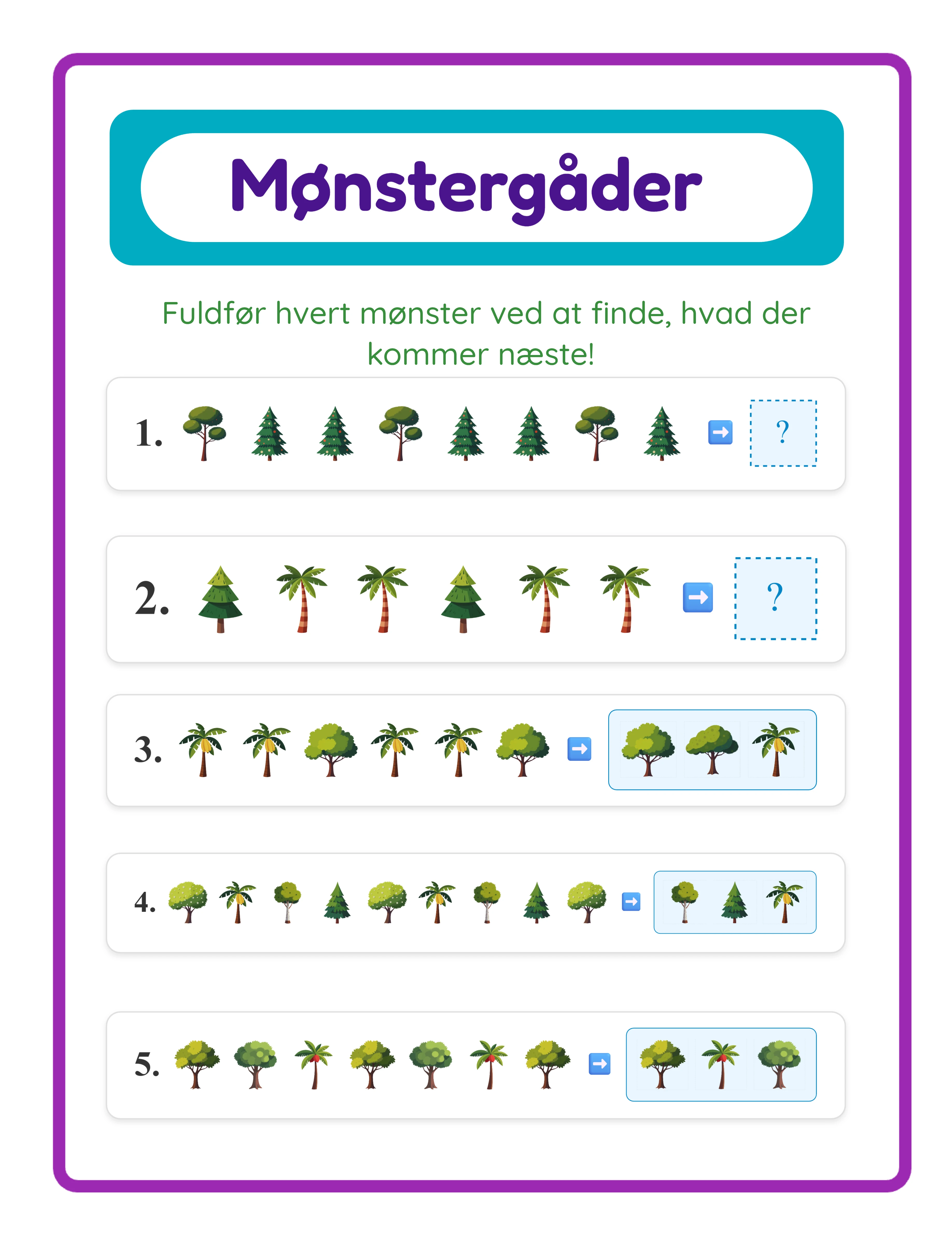 Pattern printable worksheet — themed variation