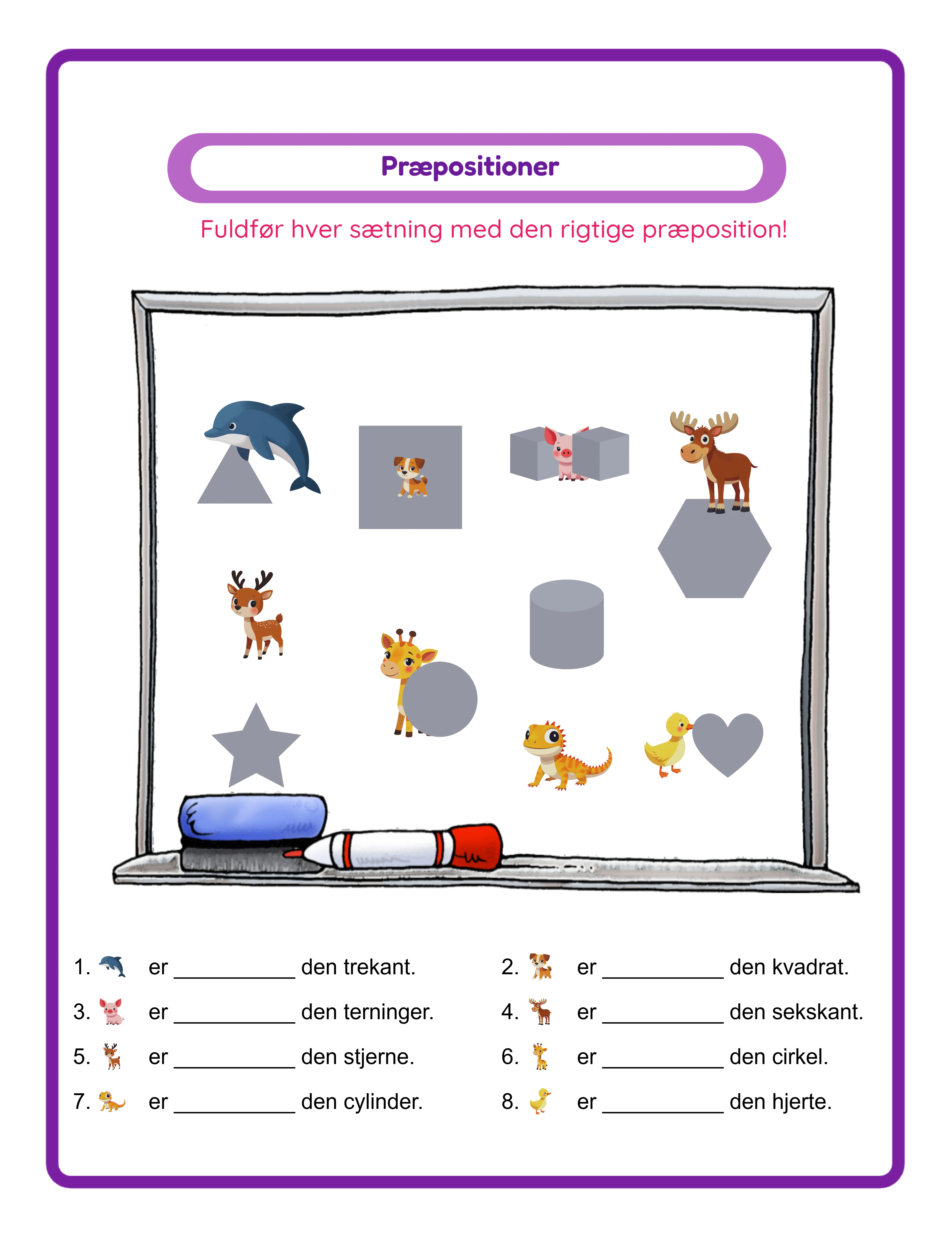 Prepositions-arbejdsark — theme 2