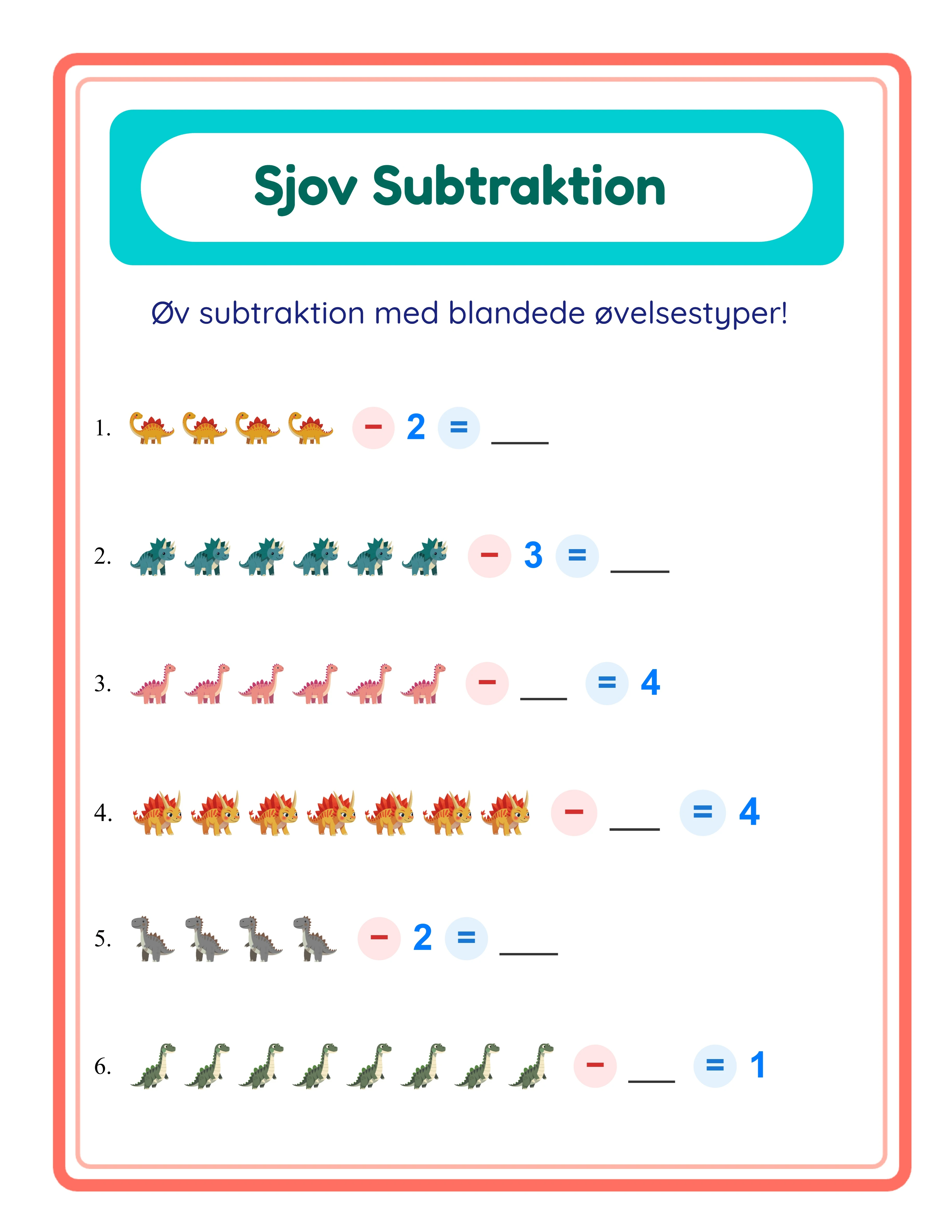Professional subtraction printable worksheet — themed picture layout