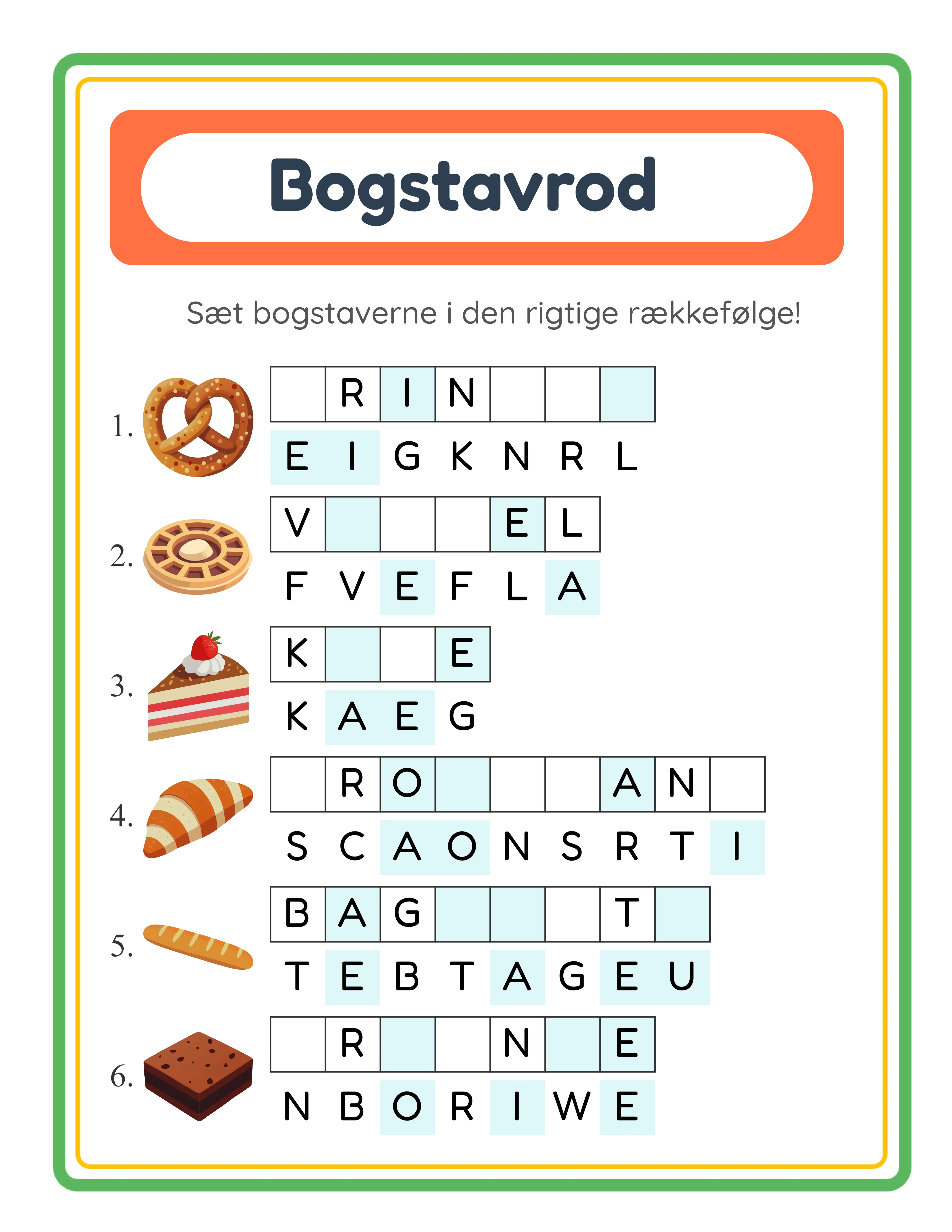 Word scramble — themed letter puzzles