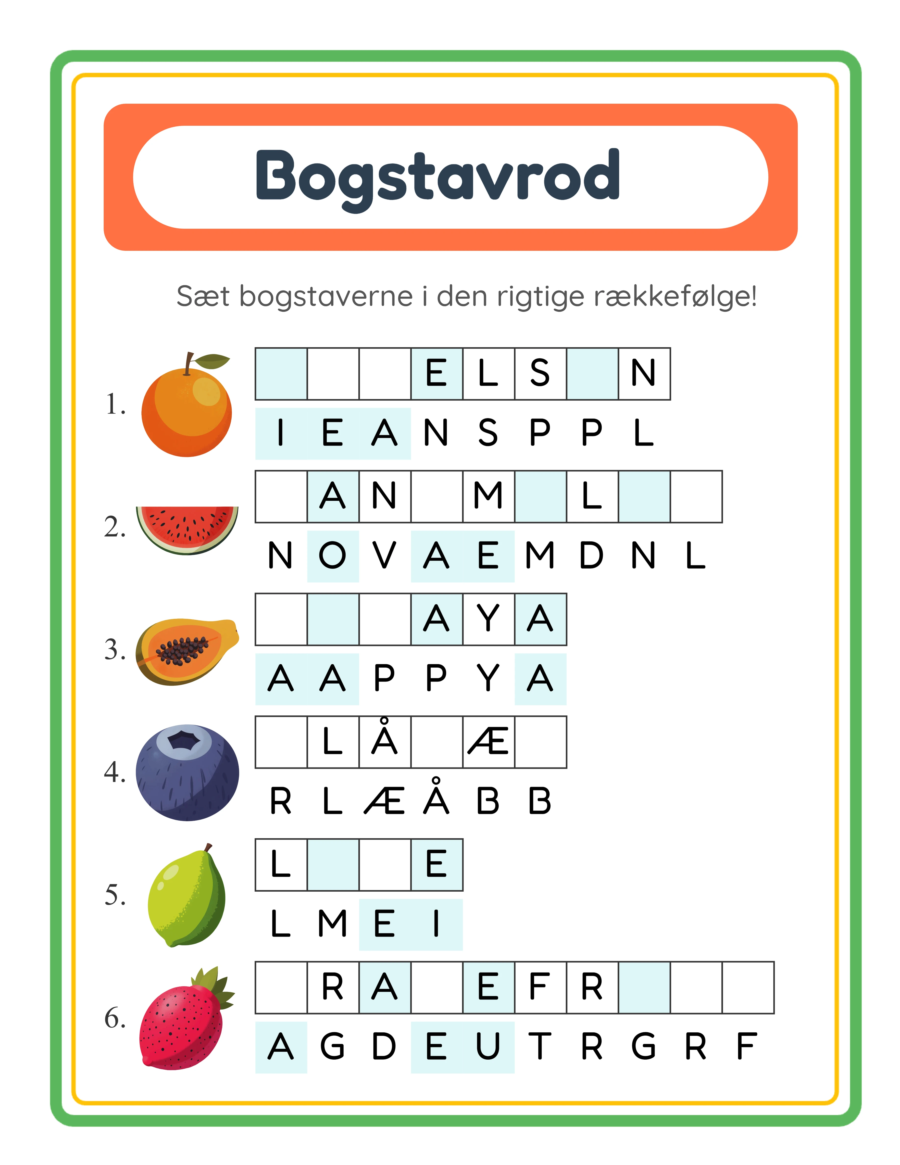 Featured word scramble — colorful themed activity