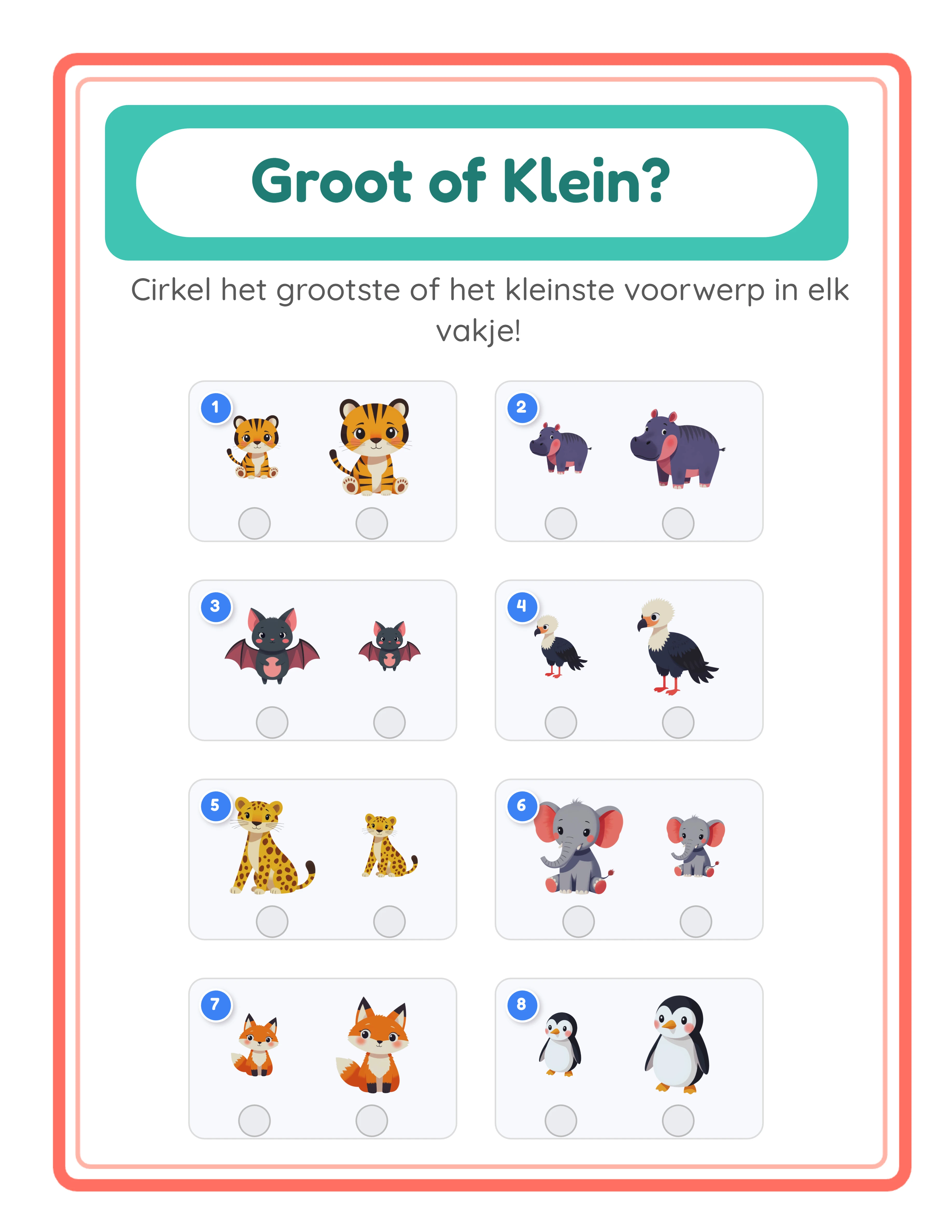 Groot of klein? — Werkblad voorbeeld 2