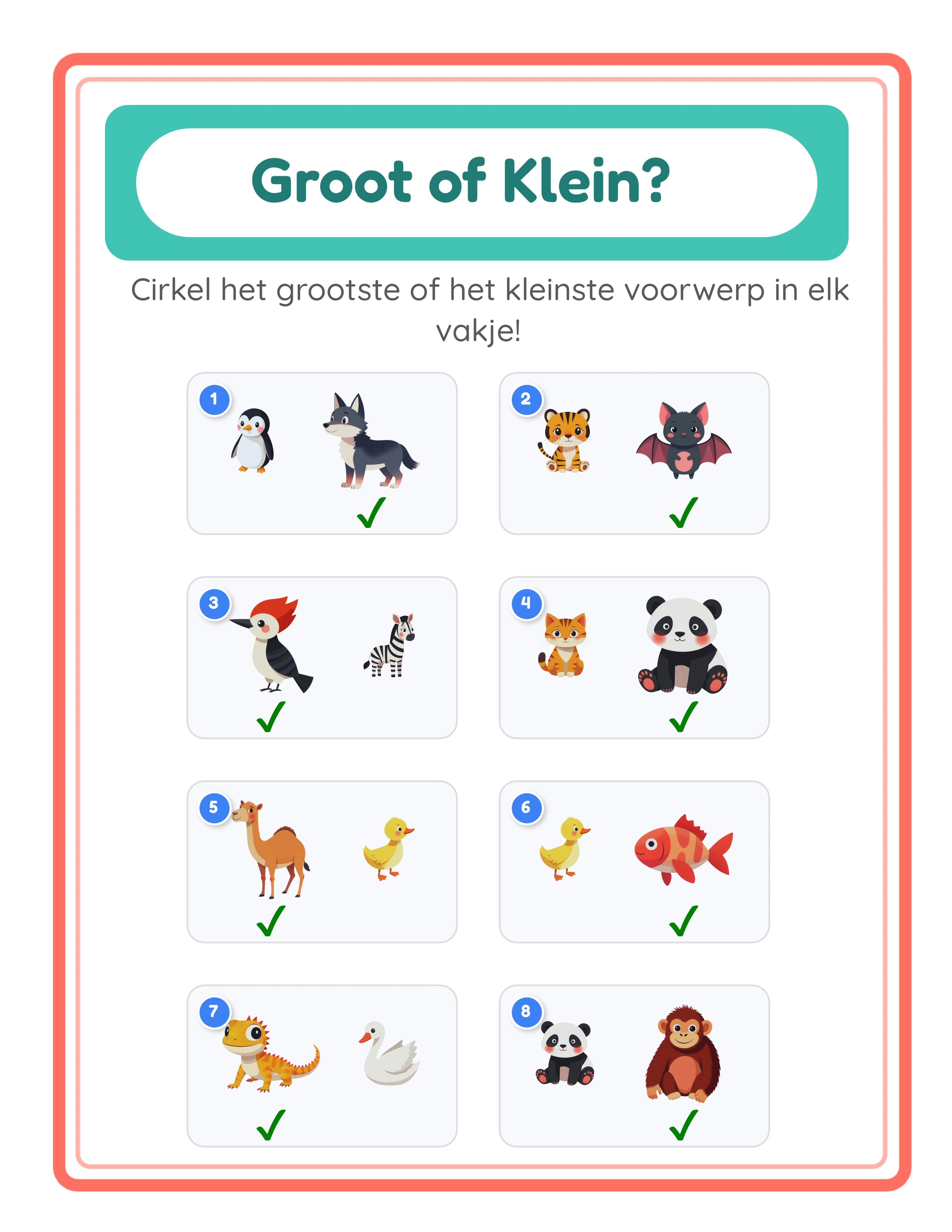 Big-small printable answer key