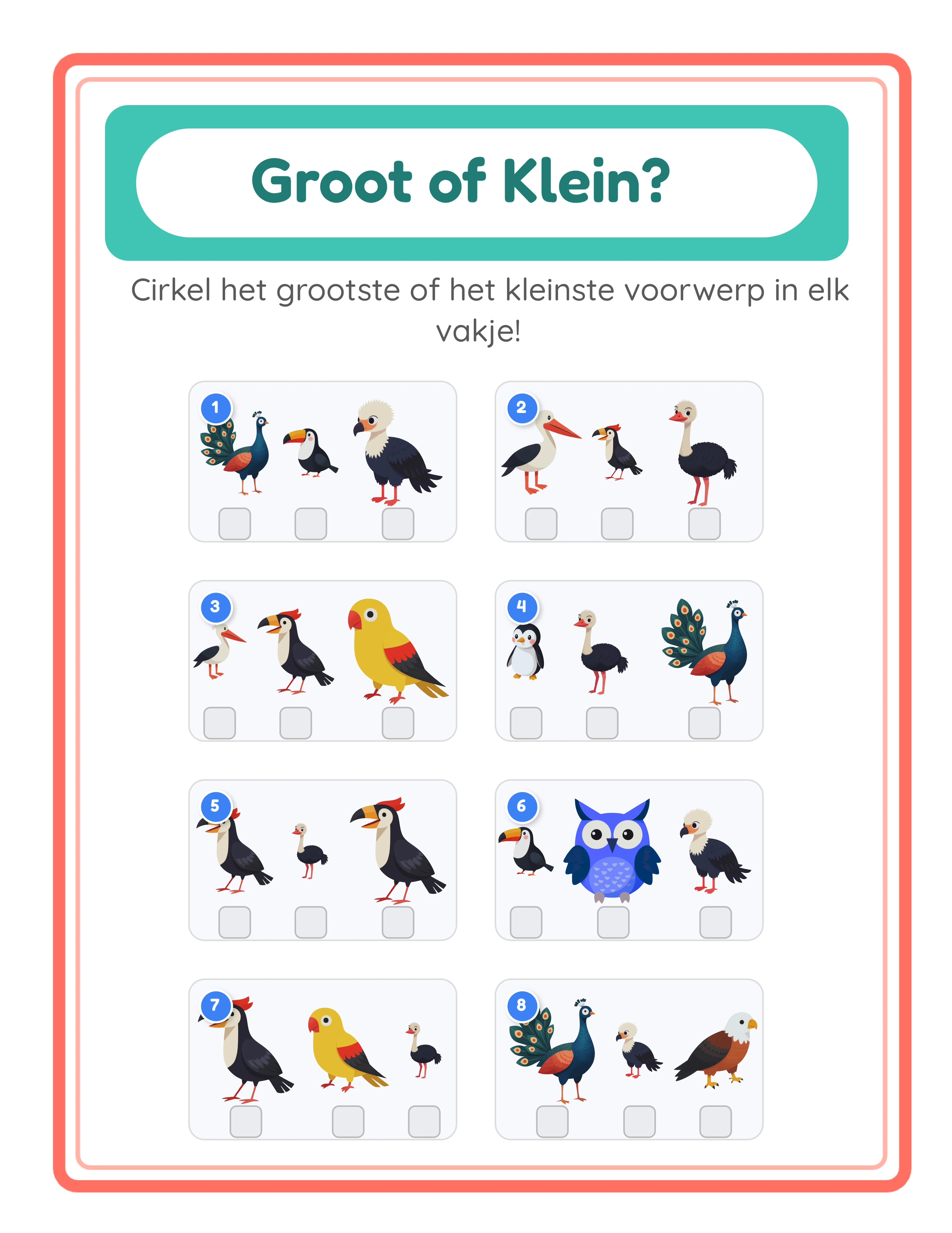 Featured big-small printable worksheet — adorable size comparison