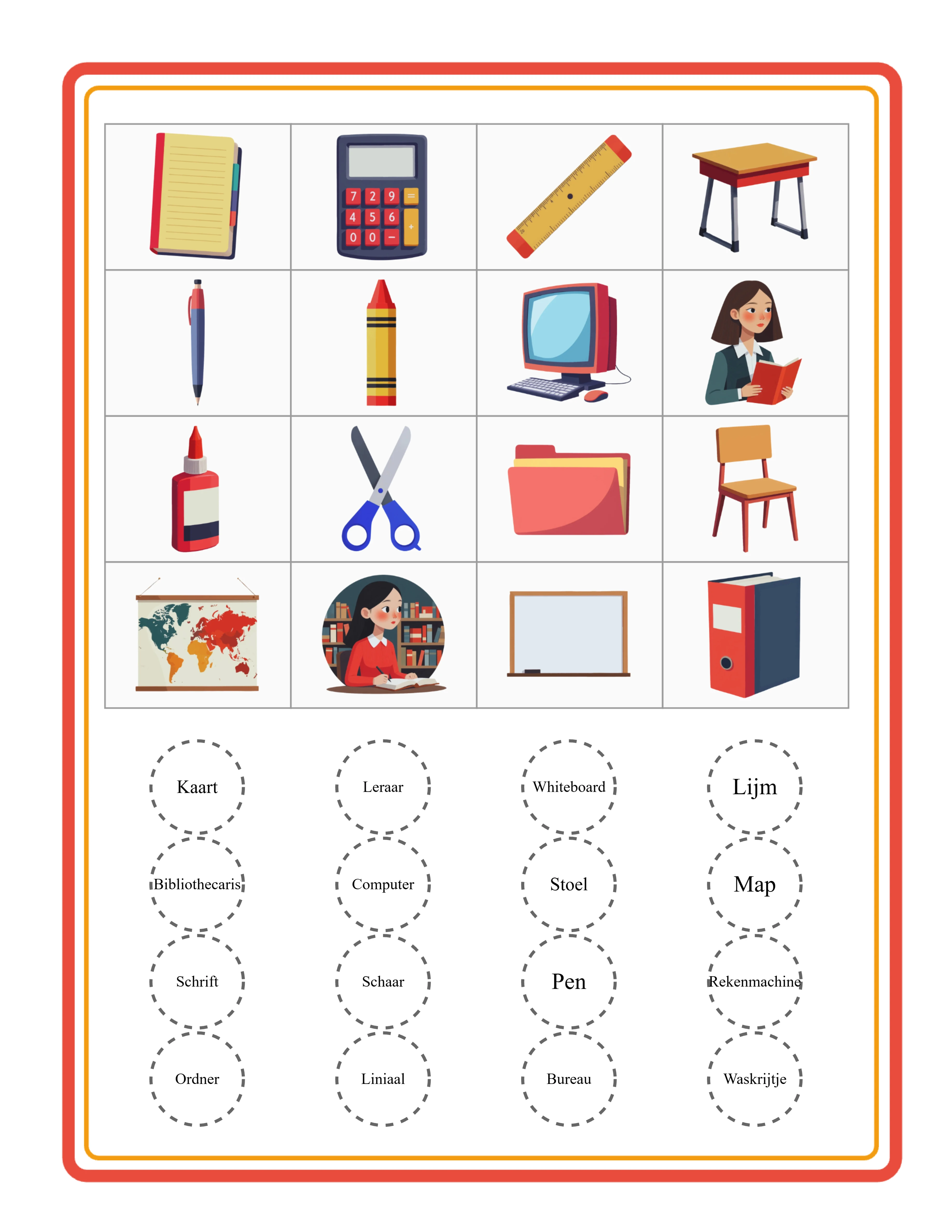 Bingo card — classroom activity