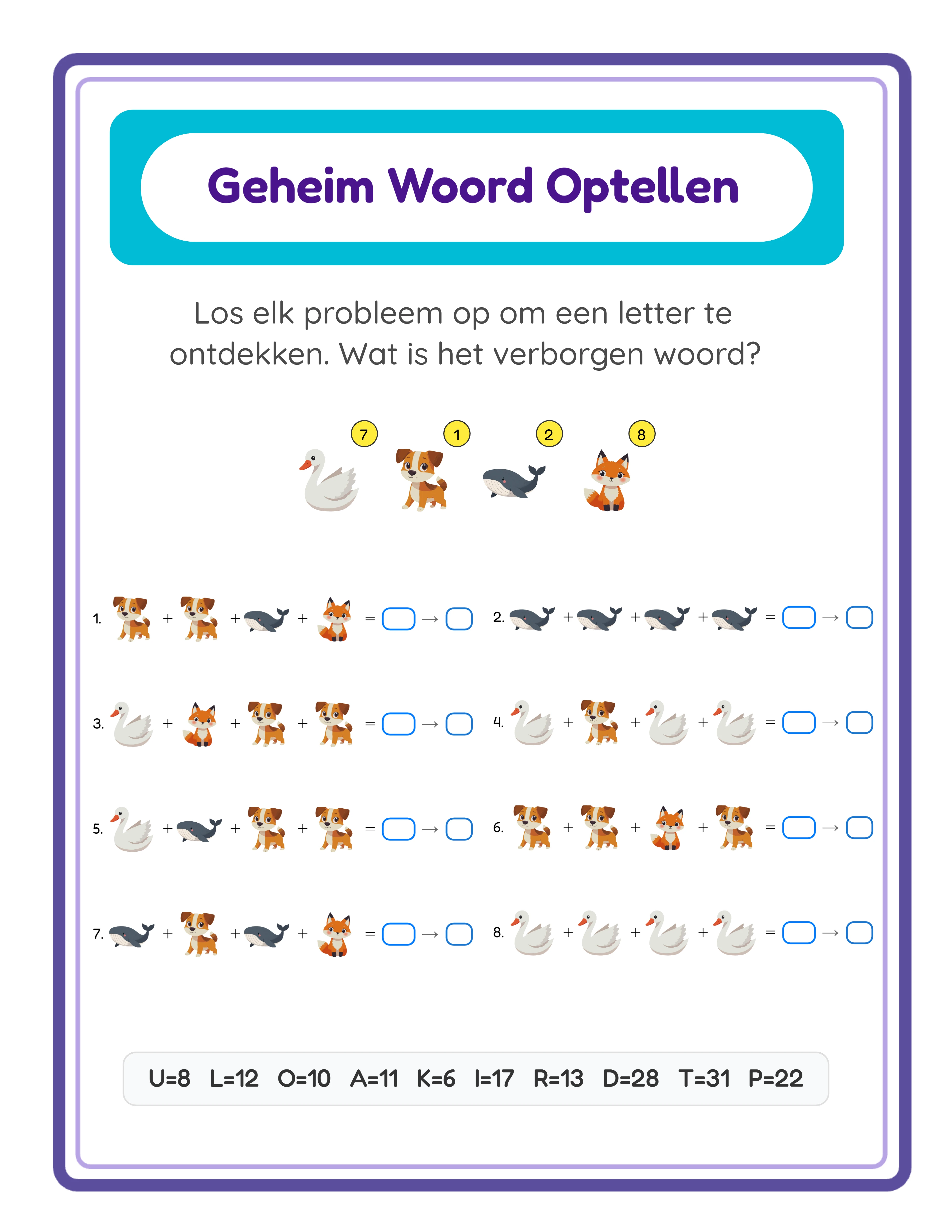 Featured code addition printable worksheet — crack the code with math