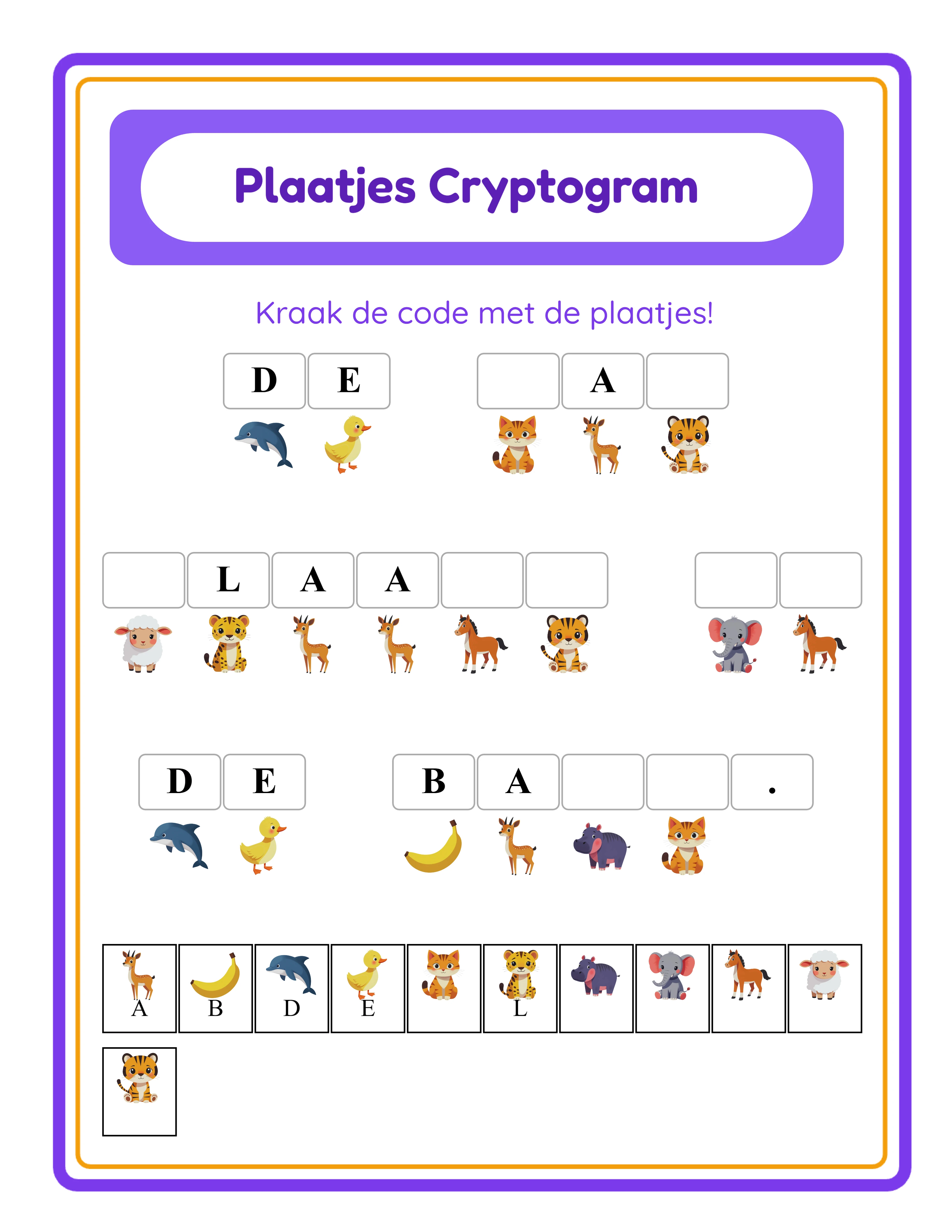 Cryptogram-werkblad — gevorderd niveau