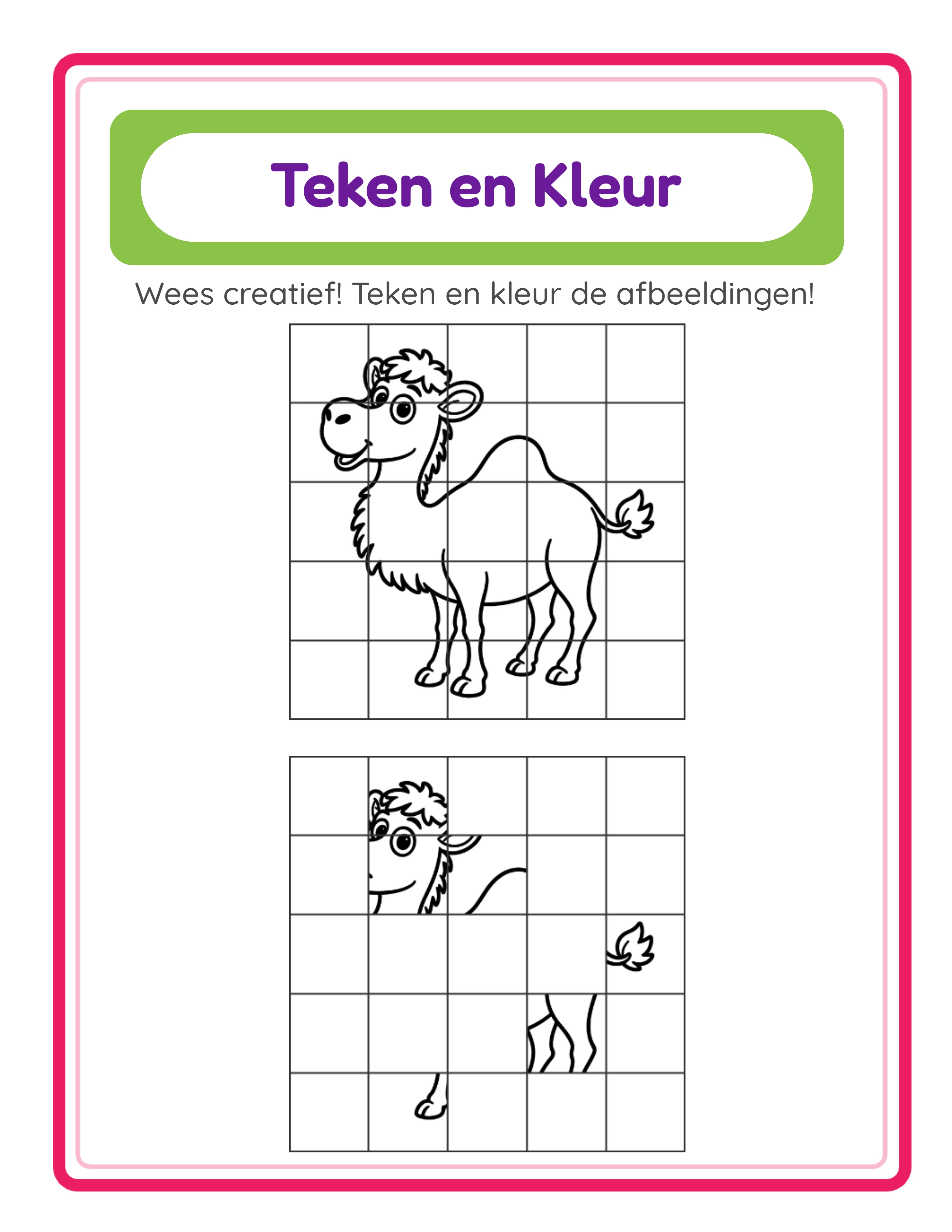 Featured grid drawing — adorable animal art activity