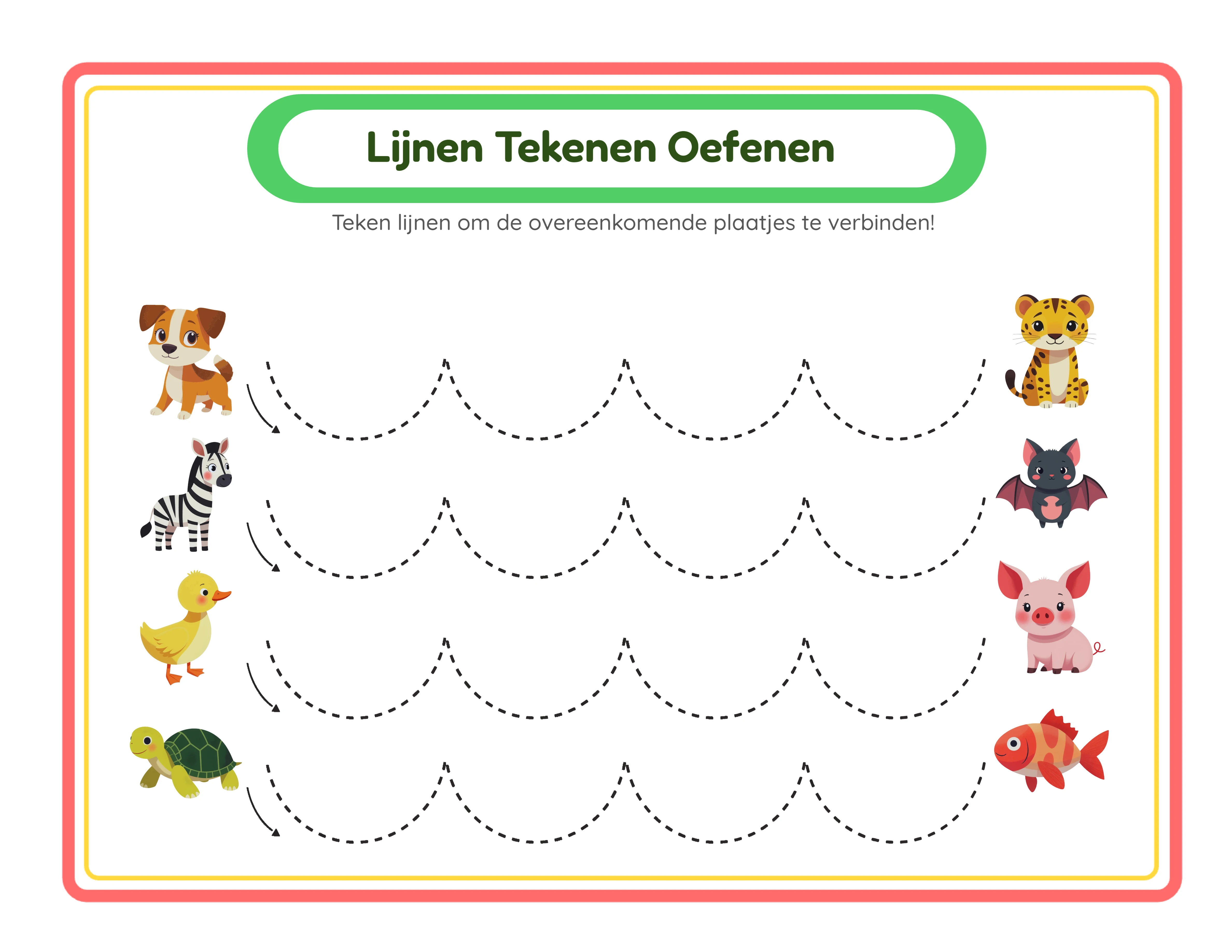 Lijntraceer werkblad met gekoppelde objecten en gebogen lijnpaden