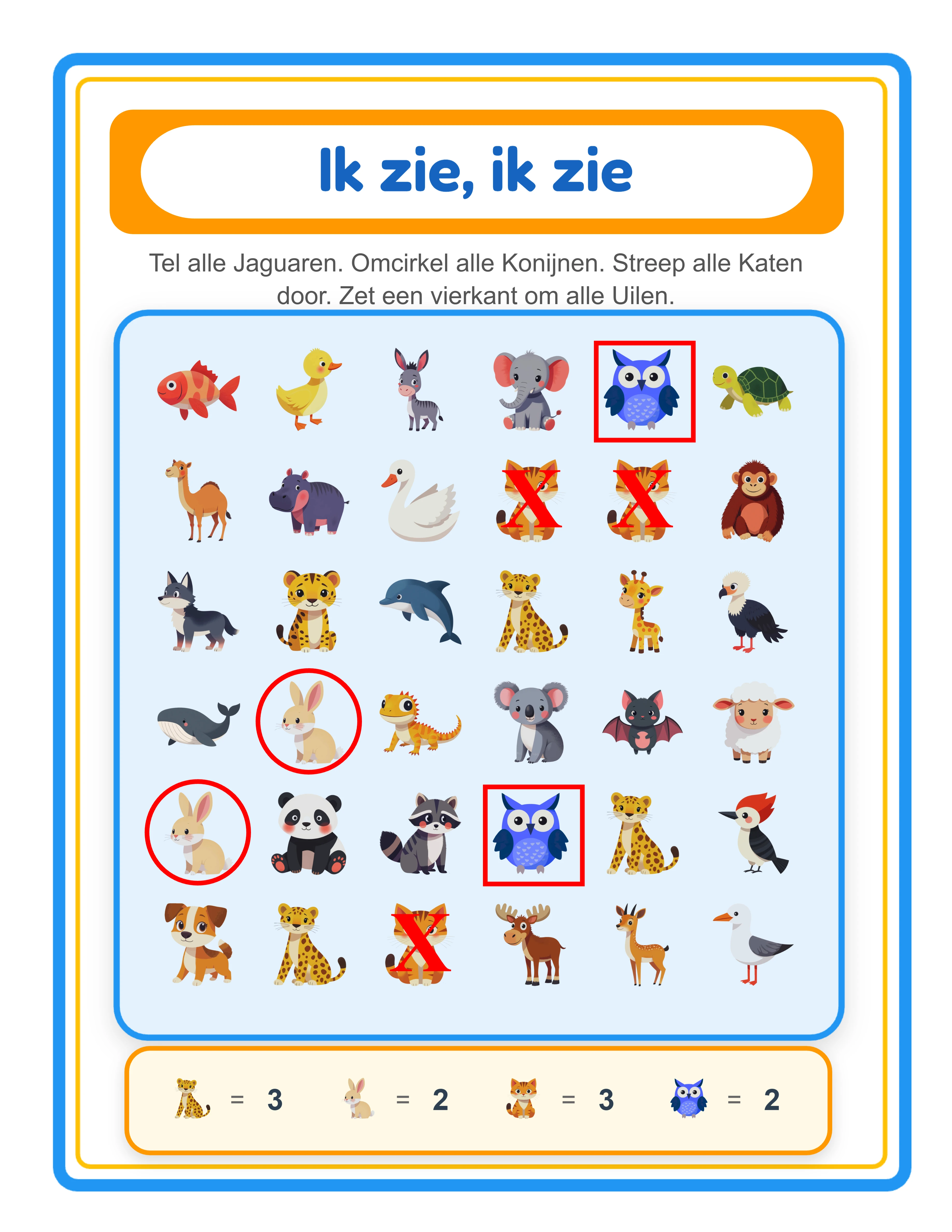 I Spy printable answer key