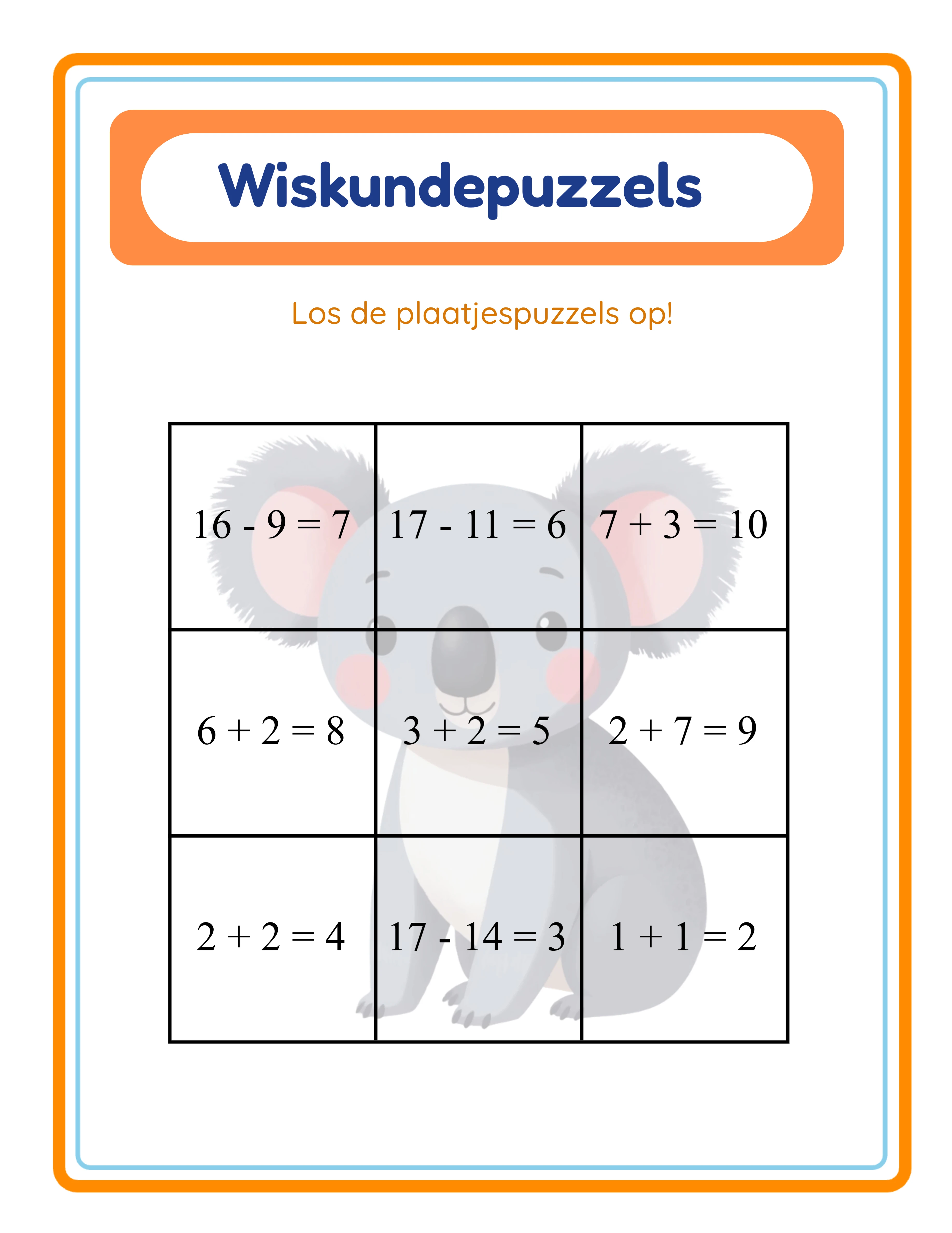 Math puzzle printable answer key