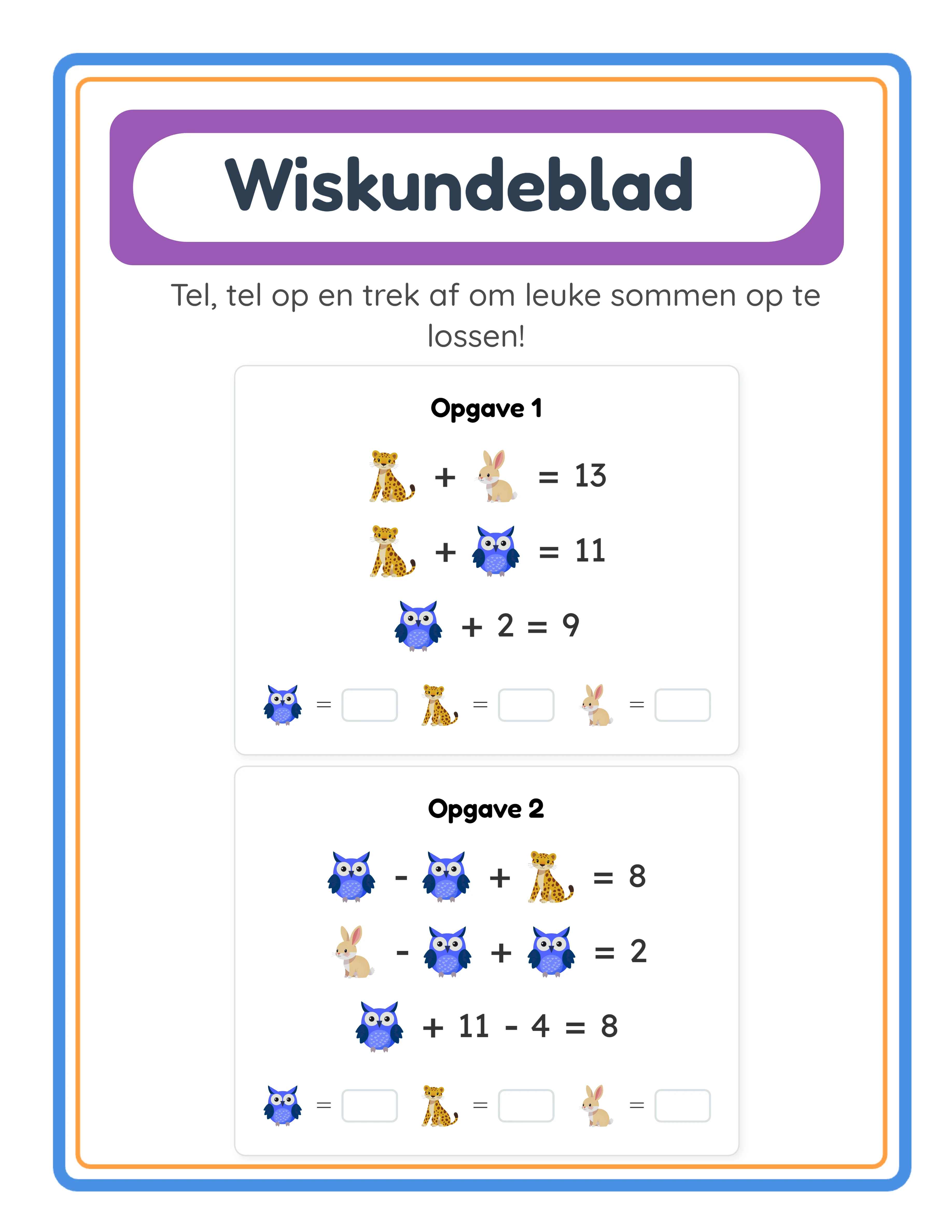 Rekenwerkbladen! — Werkblad voorbeeld 3