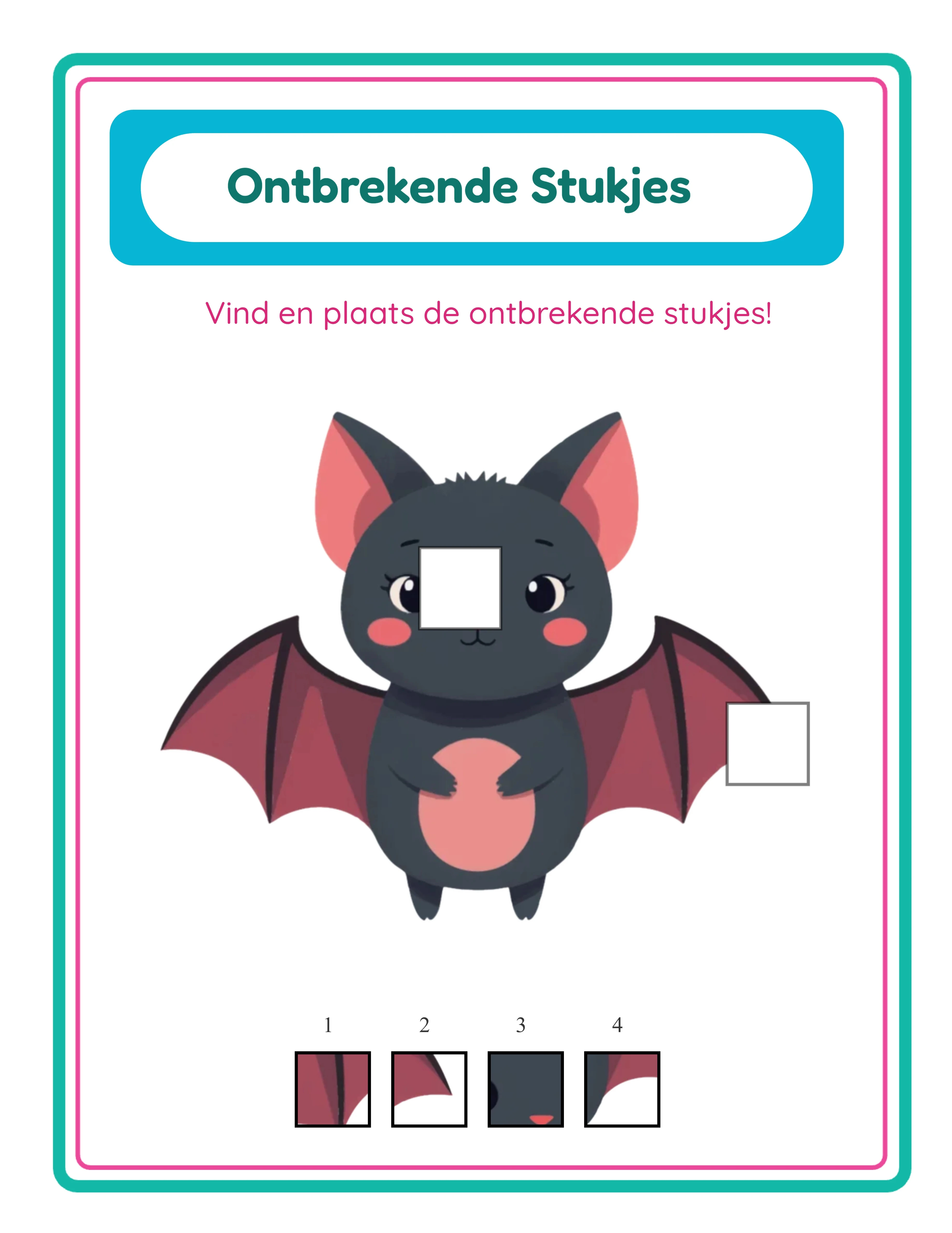 Ontbrekende Stukjes werkblad voorbeeld 2