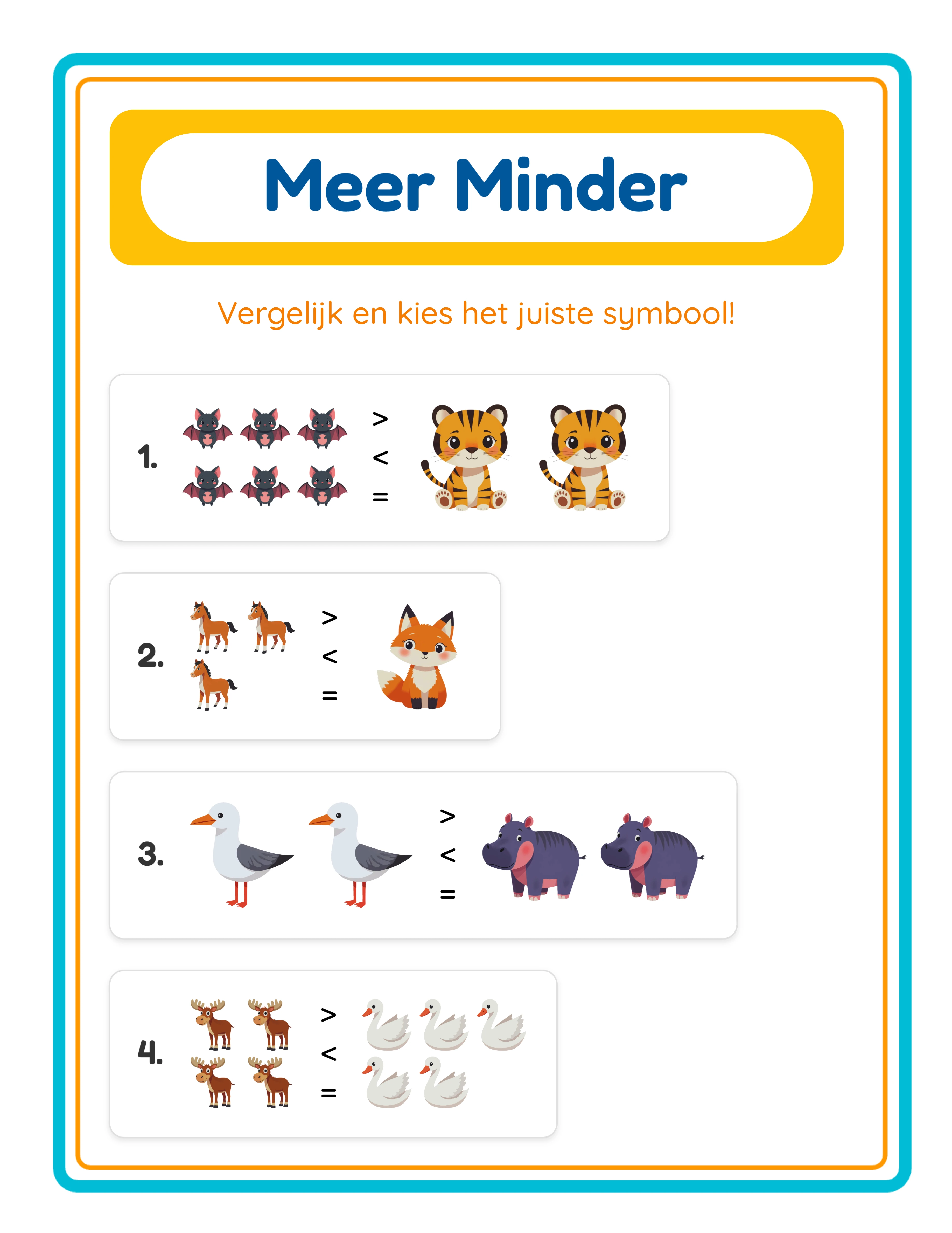 Featured more-less printable worksheet — colorful comparison activity