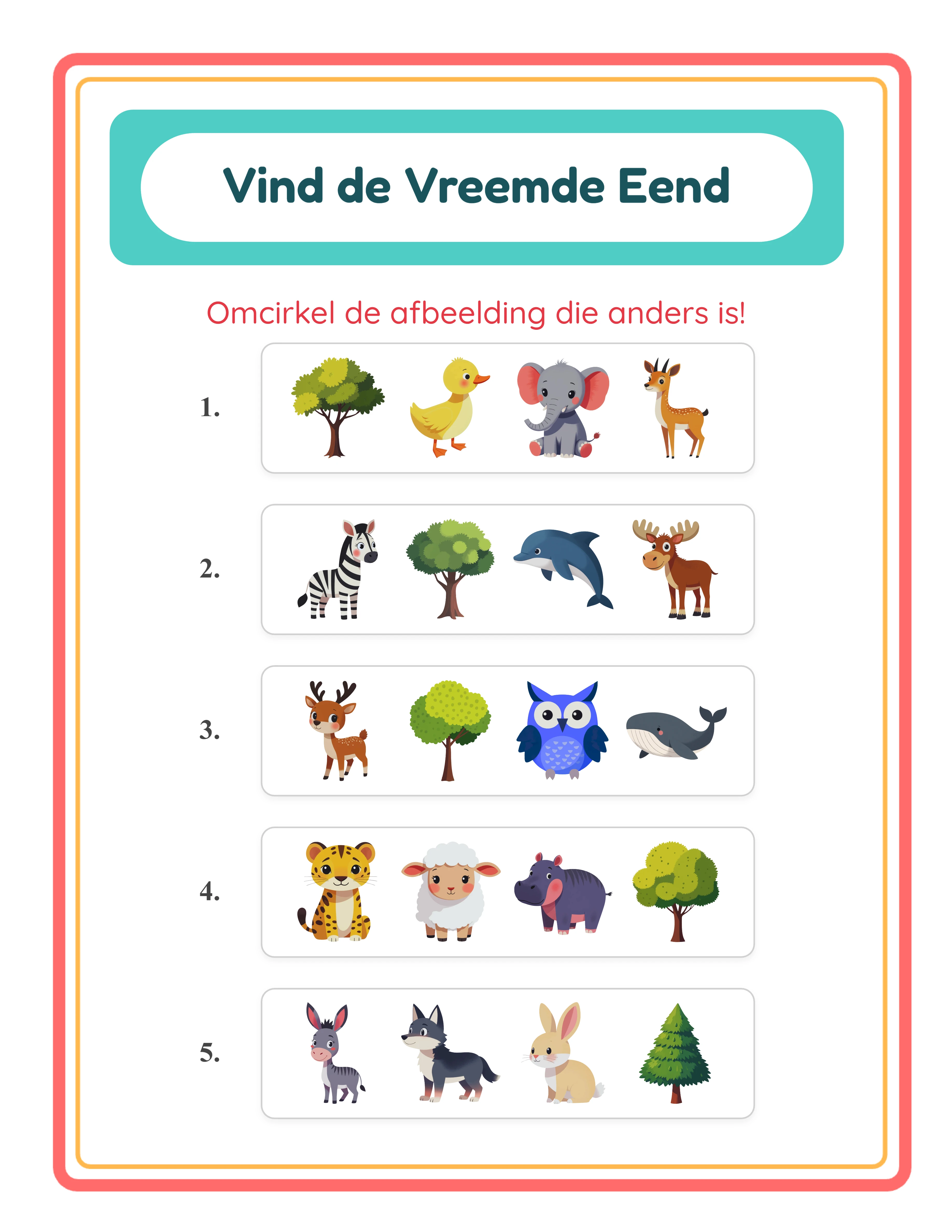 Vreemde Eend beginner werkblad