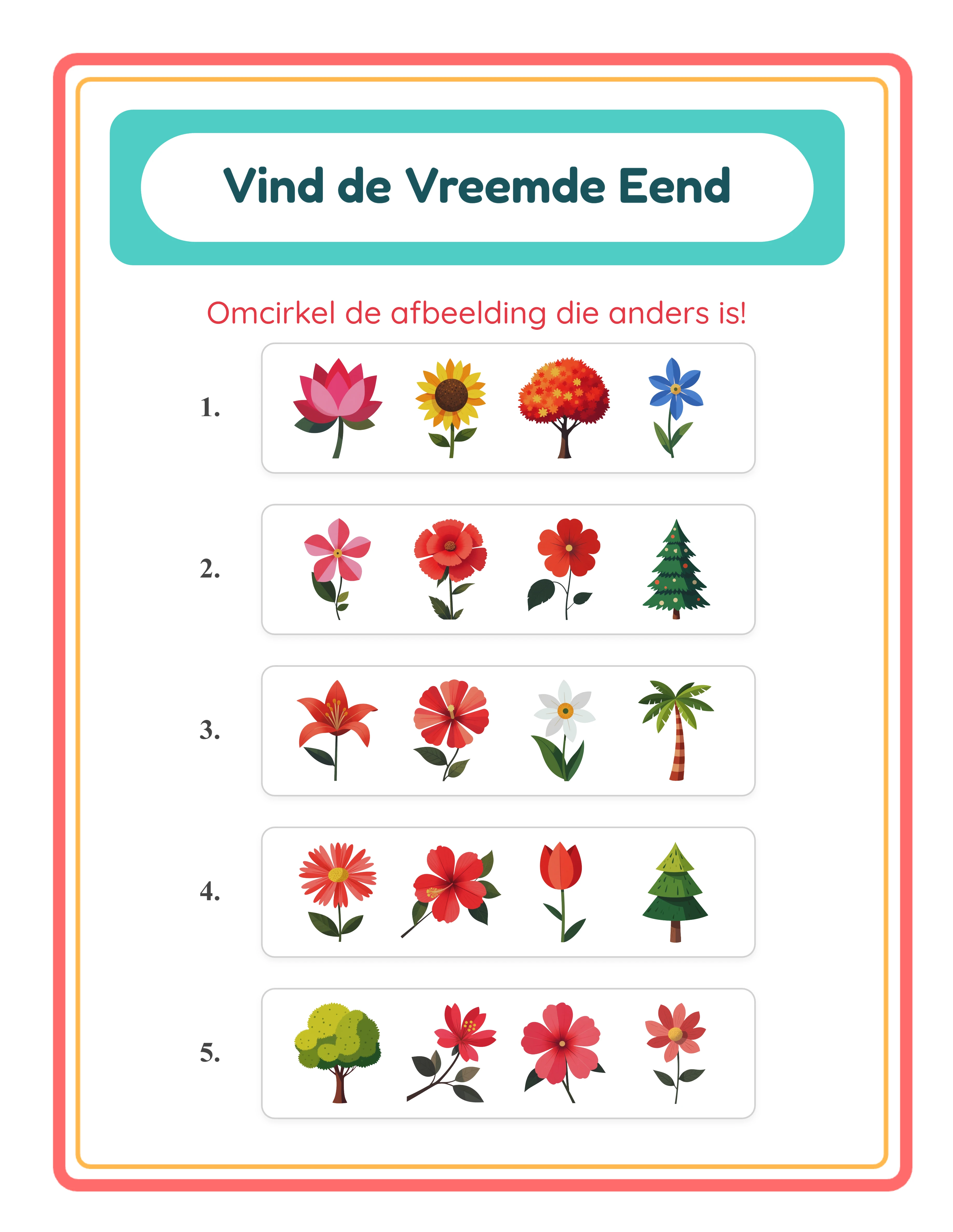 Welke is anders? — Werkblad voorbeeld 2