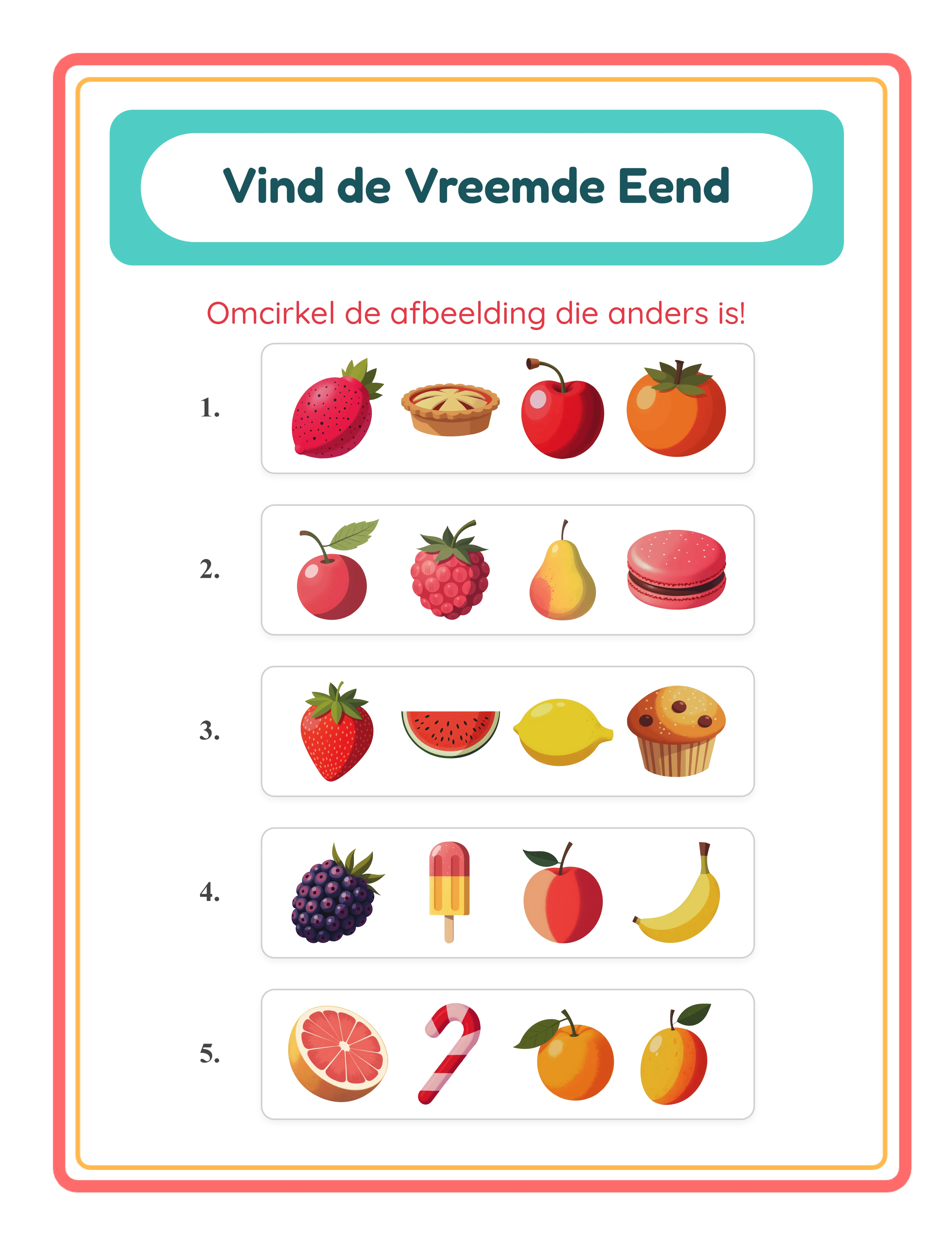 Welke is anders? — Werkblad voorbeeld 3