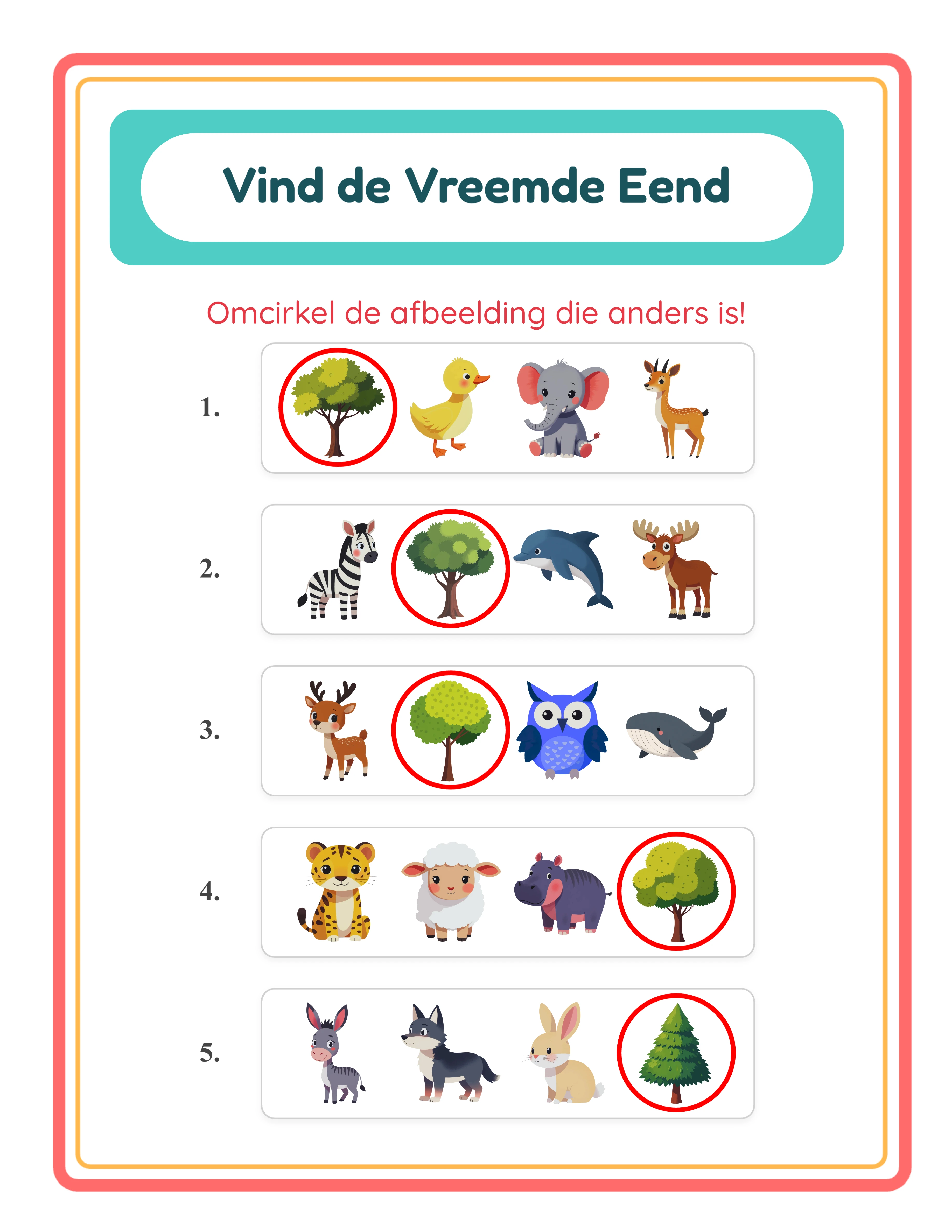Odd one out printable answer key