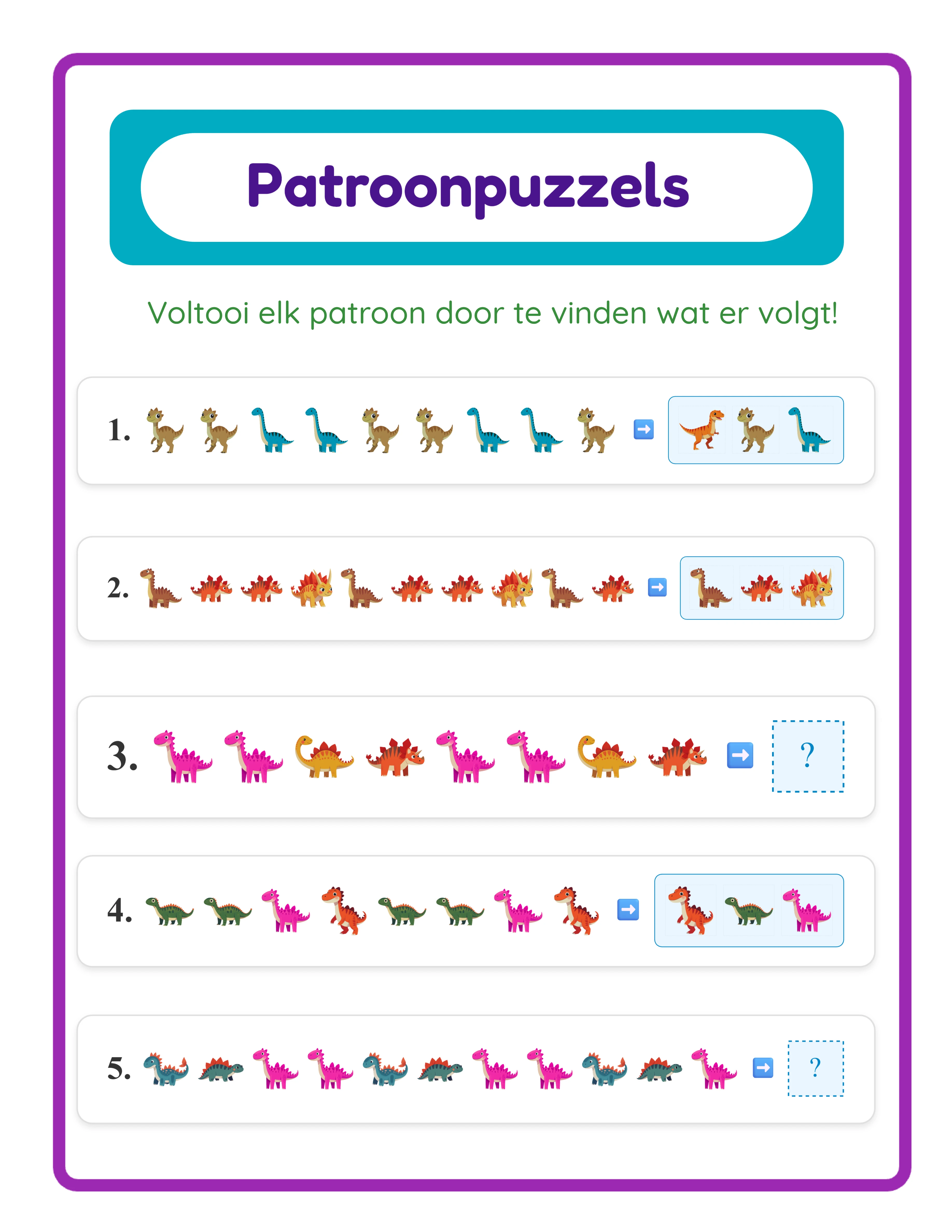 Uitgelicht patronenwerkblad werkblad