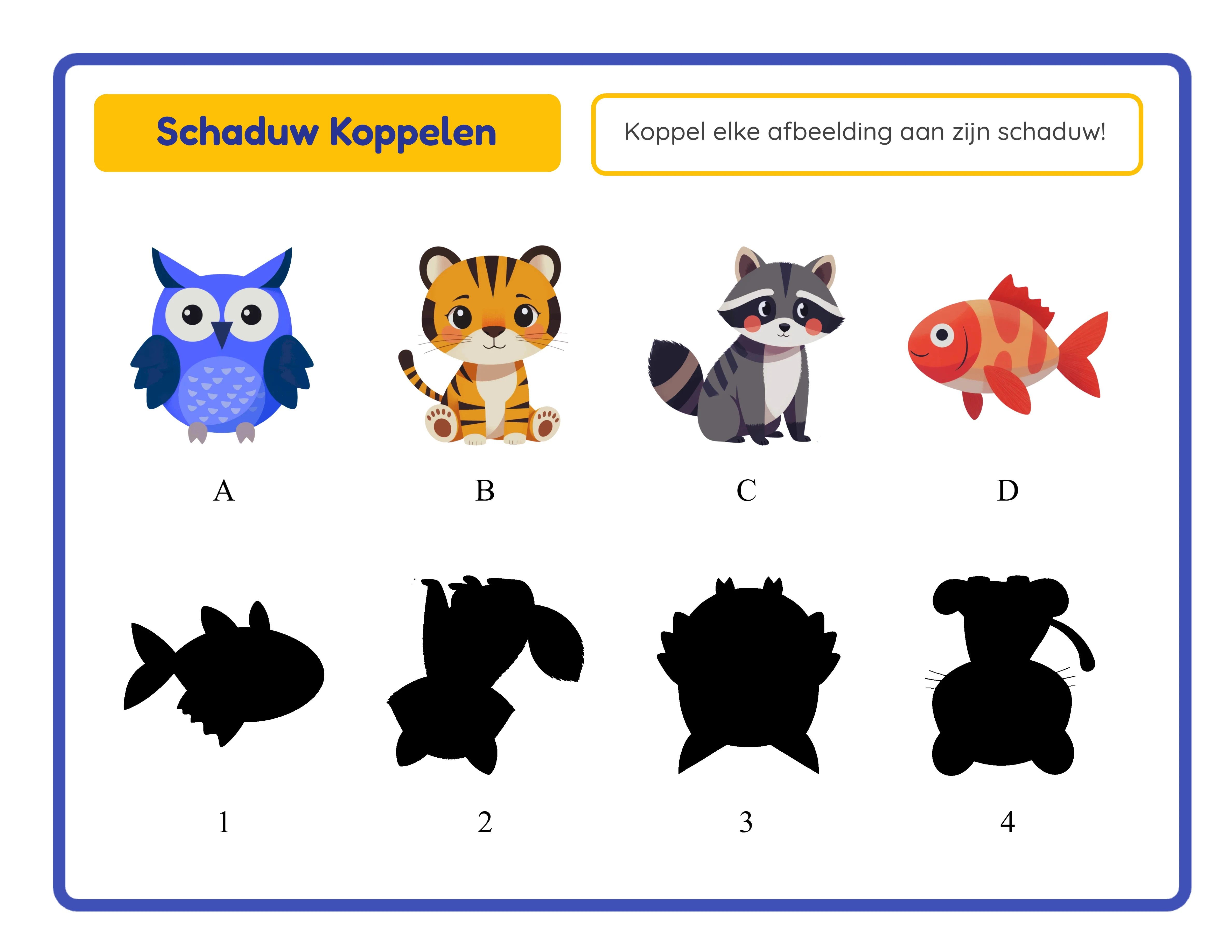 Vind de schaduw! — Werkblad voorbeeld 2