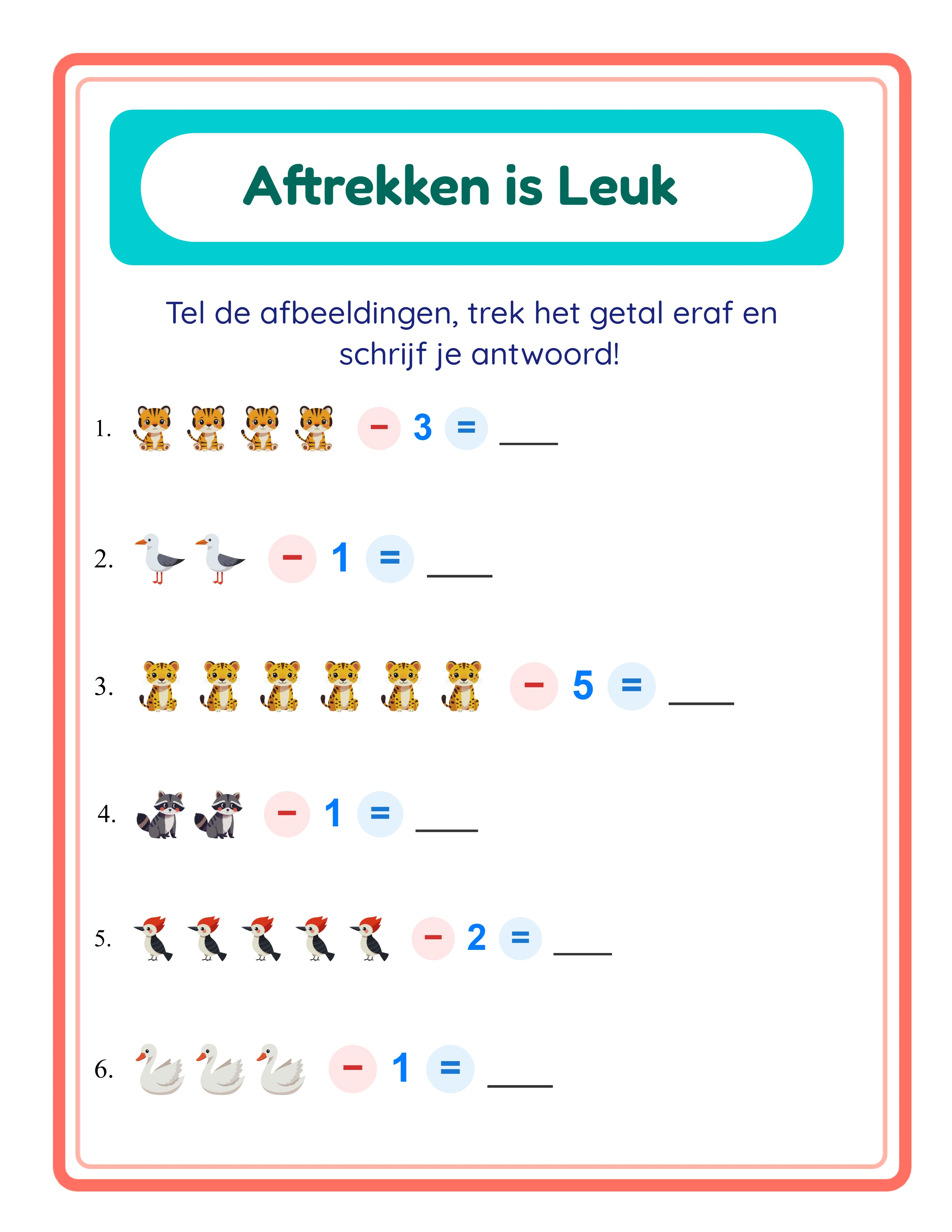 Subtraction printable worksheet — find the subtrahend with images