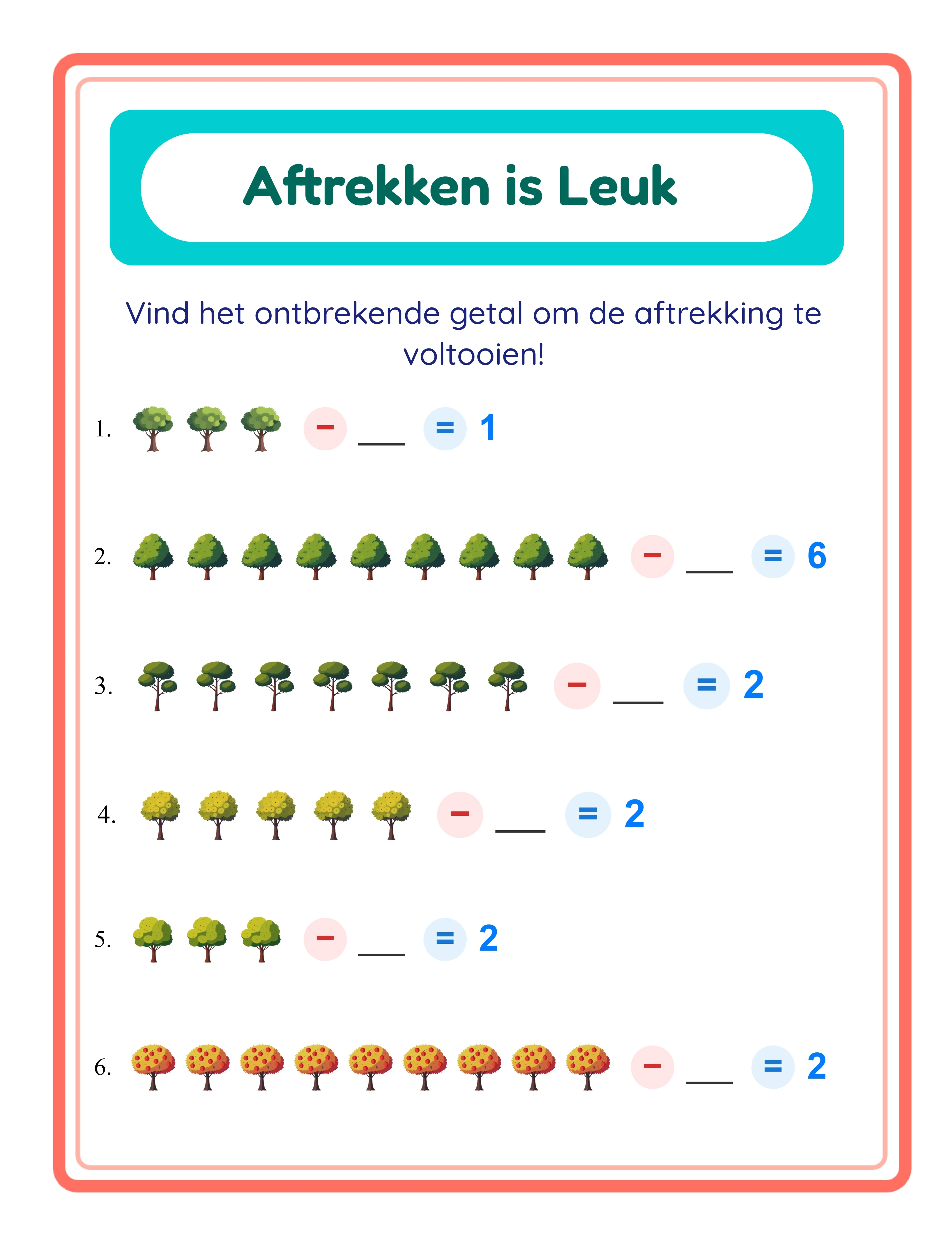 Subtraction printable worksheet — mixed problems with themed visuals