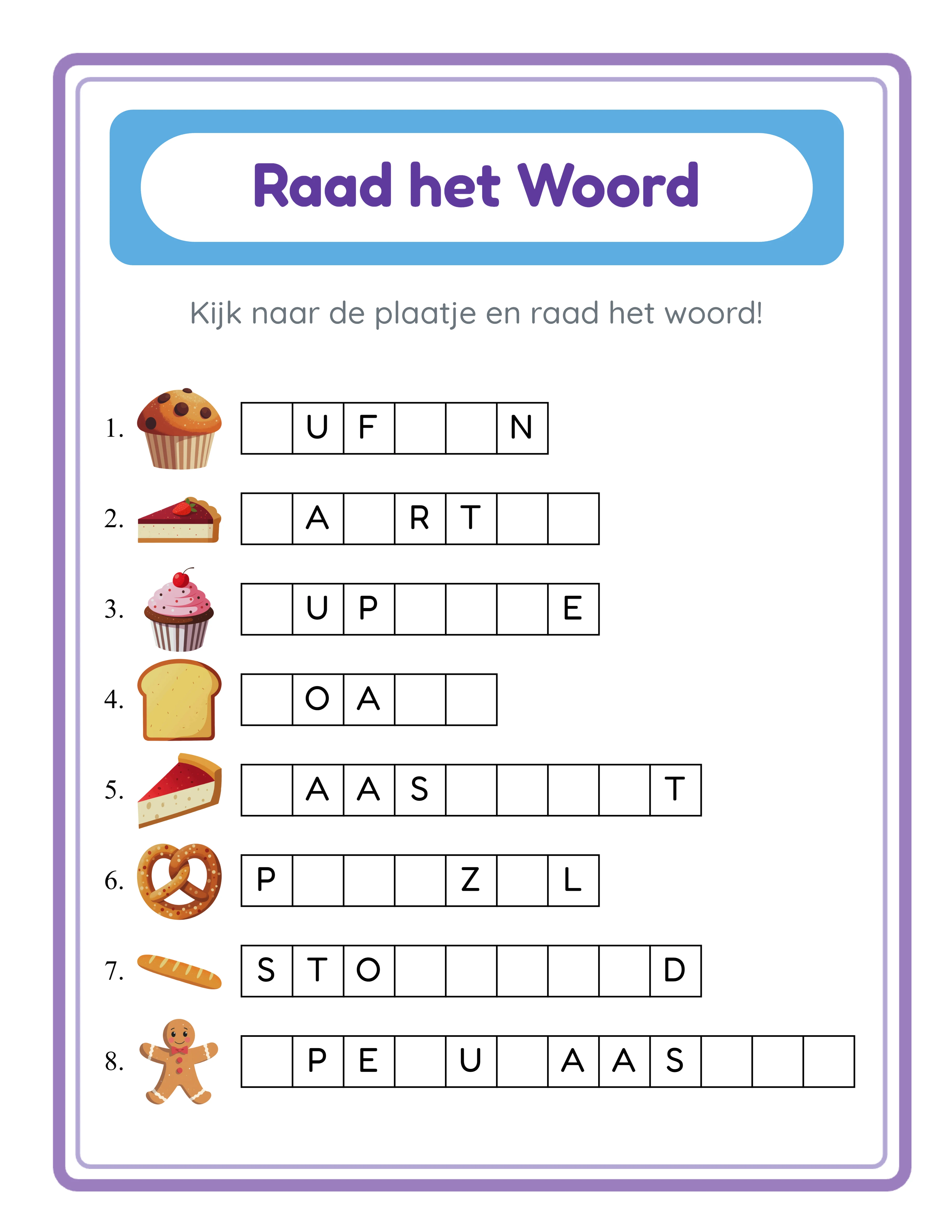 Raad het woord! — Werkblad voorbeeld 2