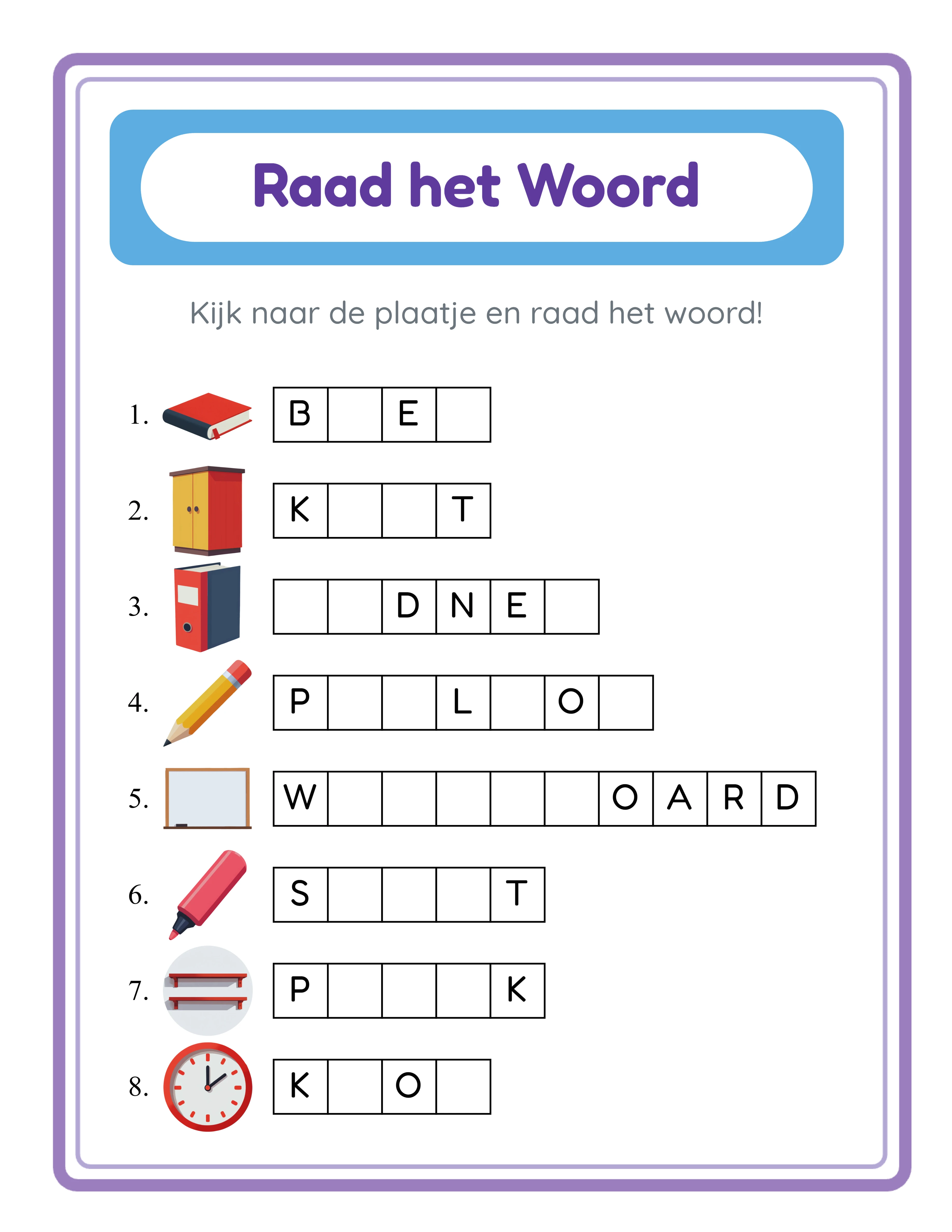 Raad het woord! — Uitgelicht werkblad