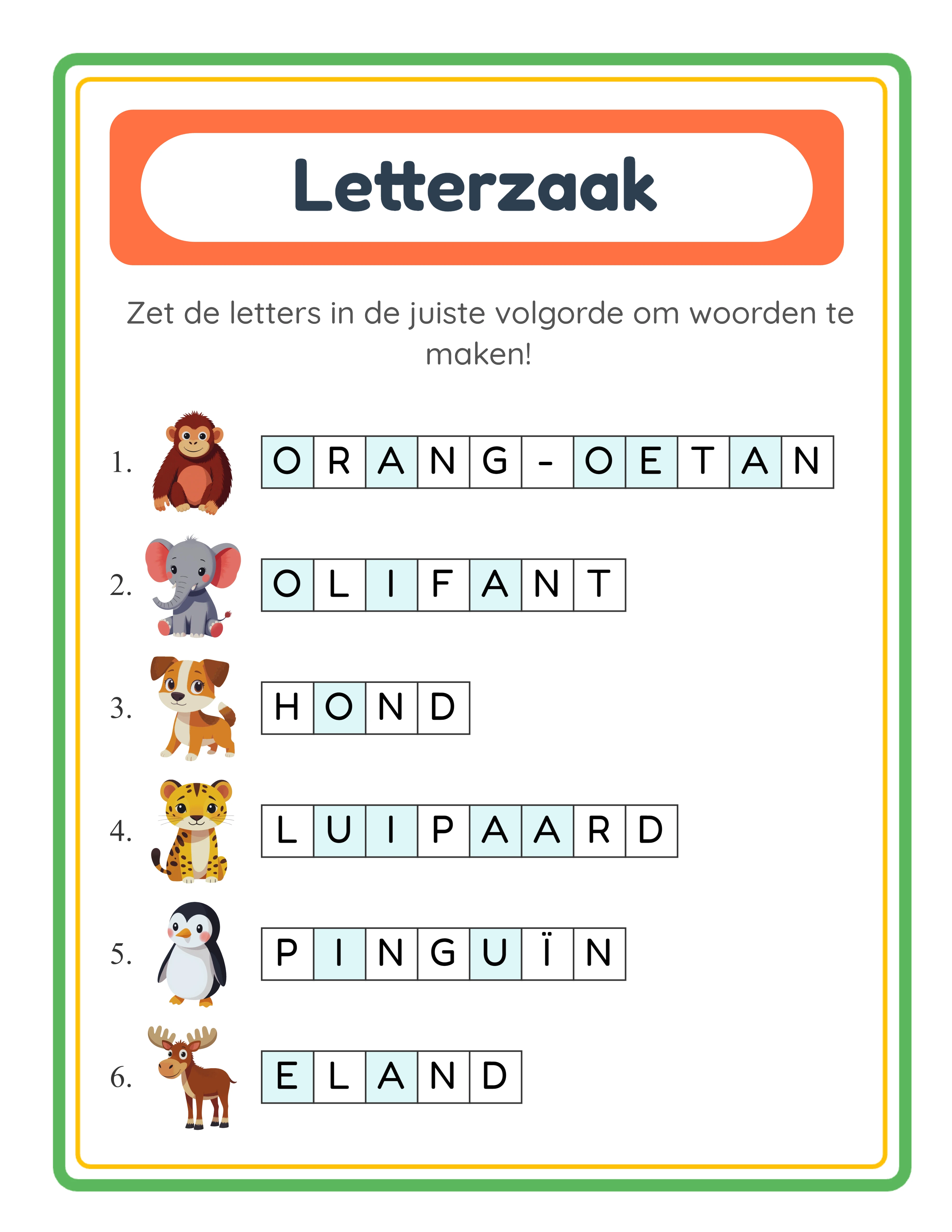 Word scramble printable answer key