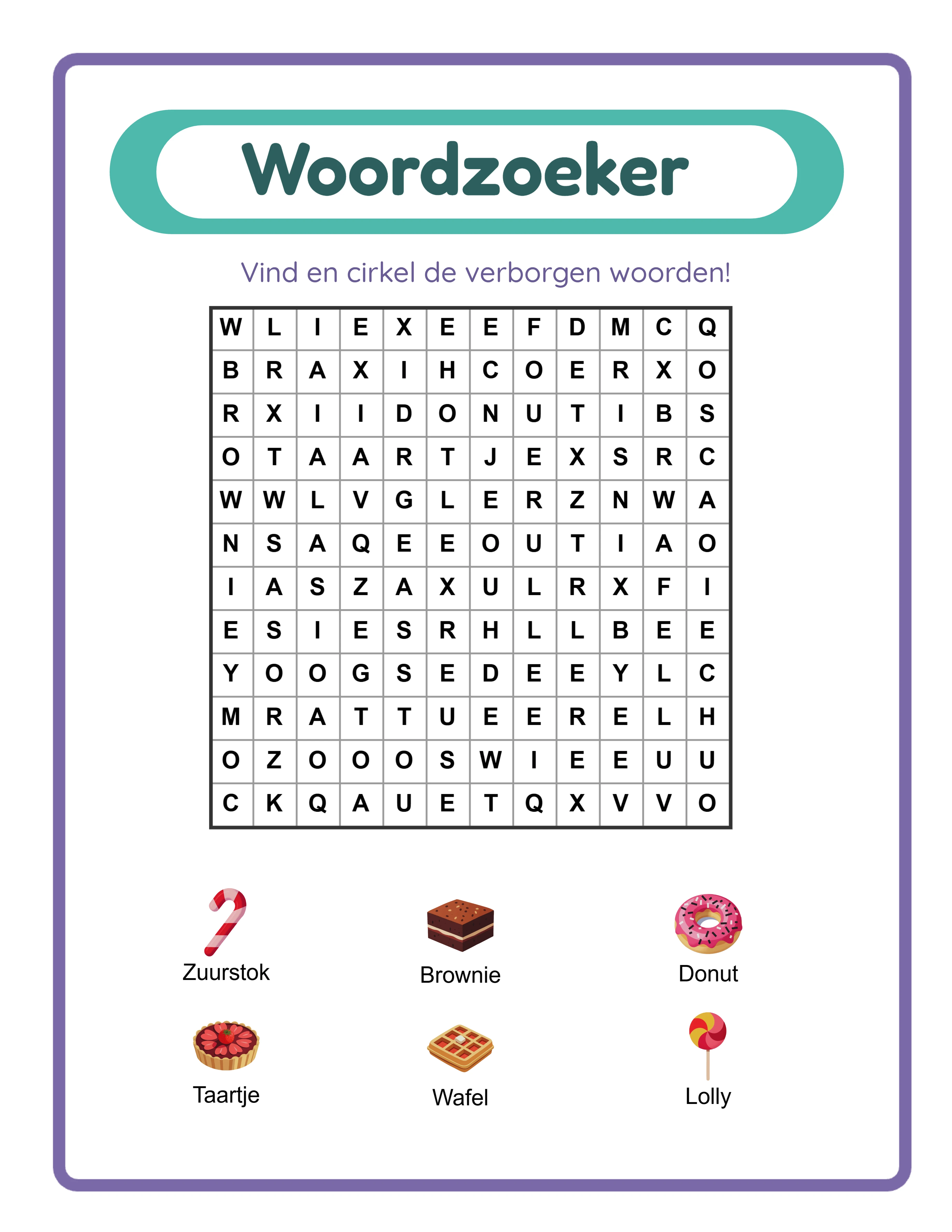 Vind de woorden! — Werkblad voorbeeld 2