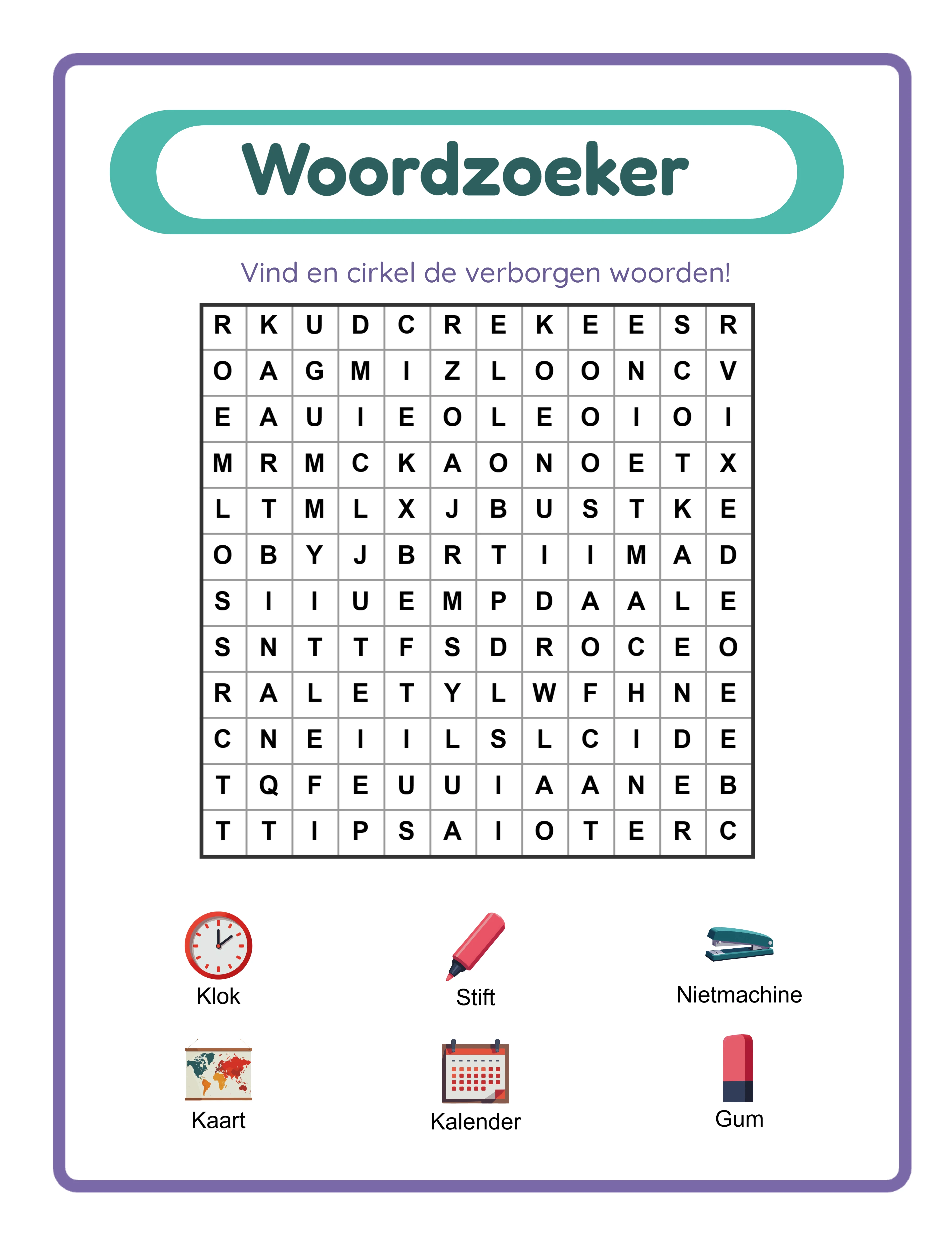 Featured word search — colorful themed puzzle