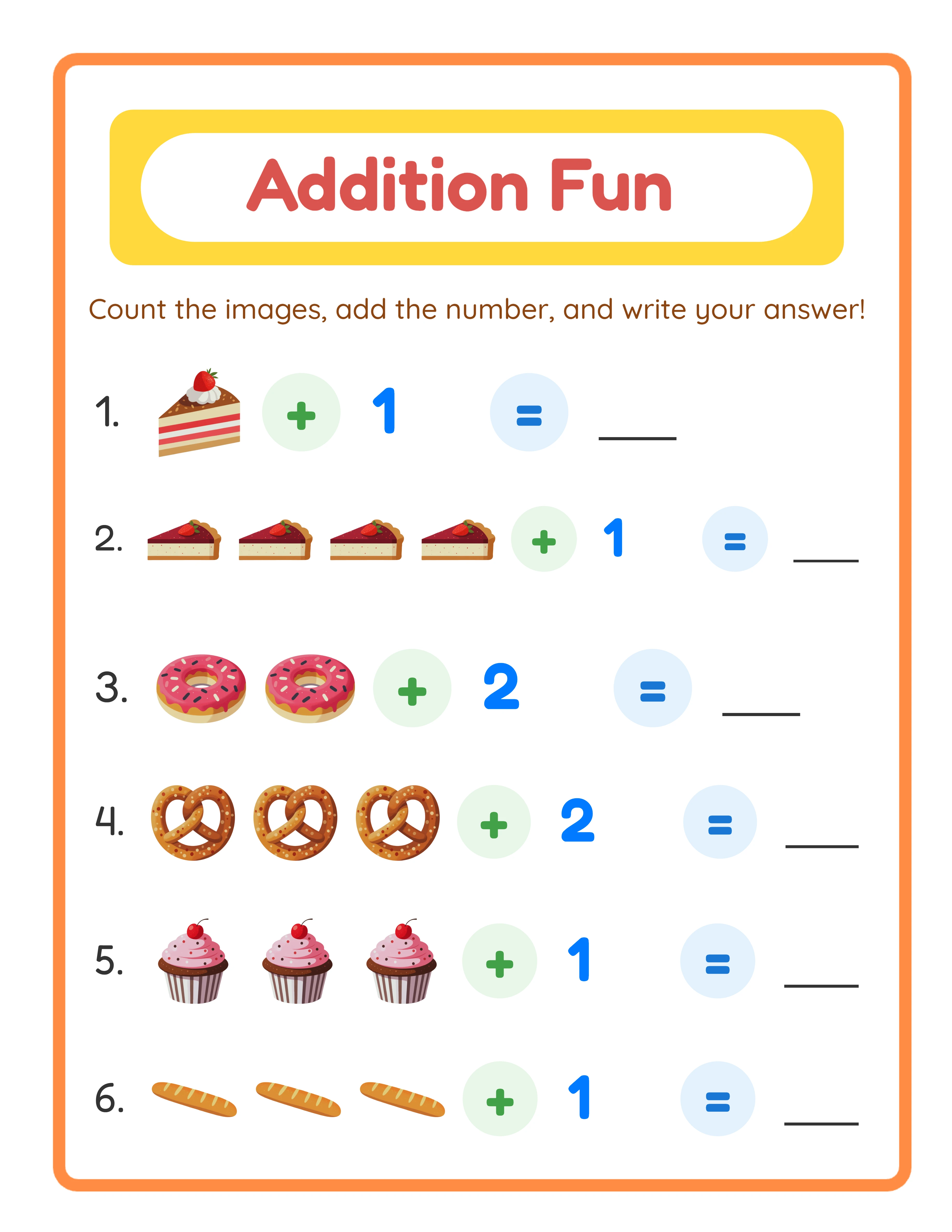Addition worksheet formatted for KDP book interior