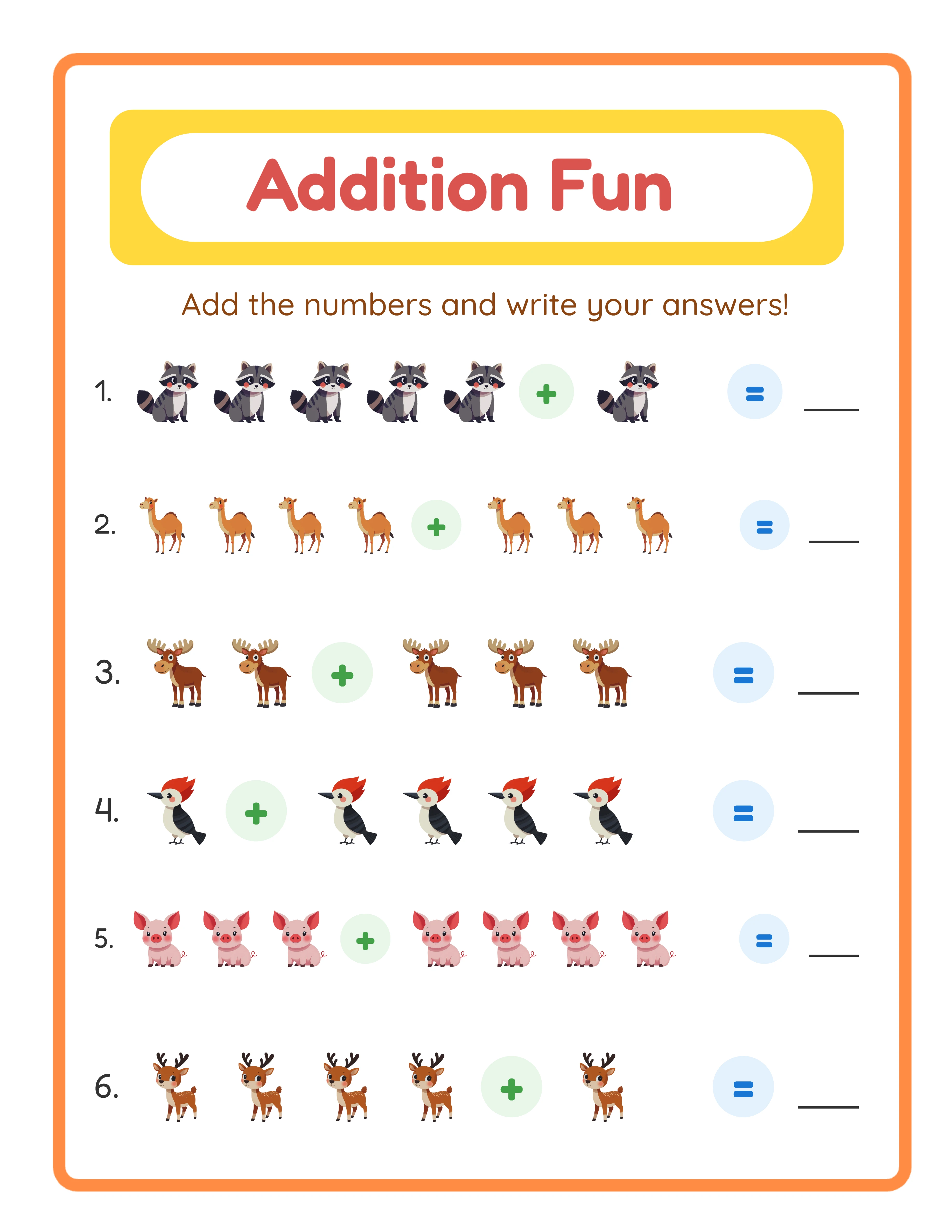 Sample Addition worksheet — try the generator free