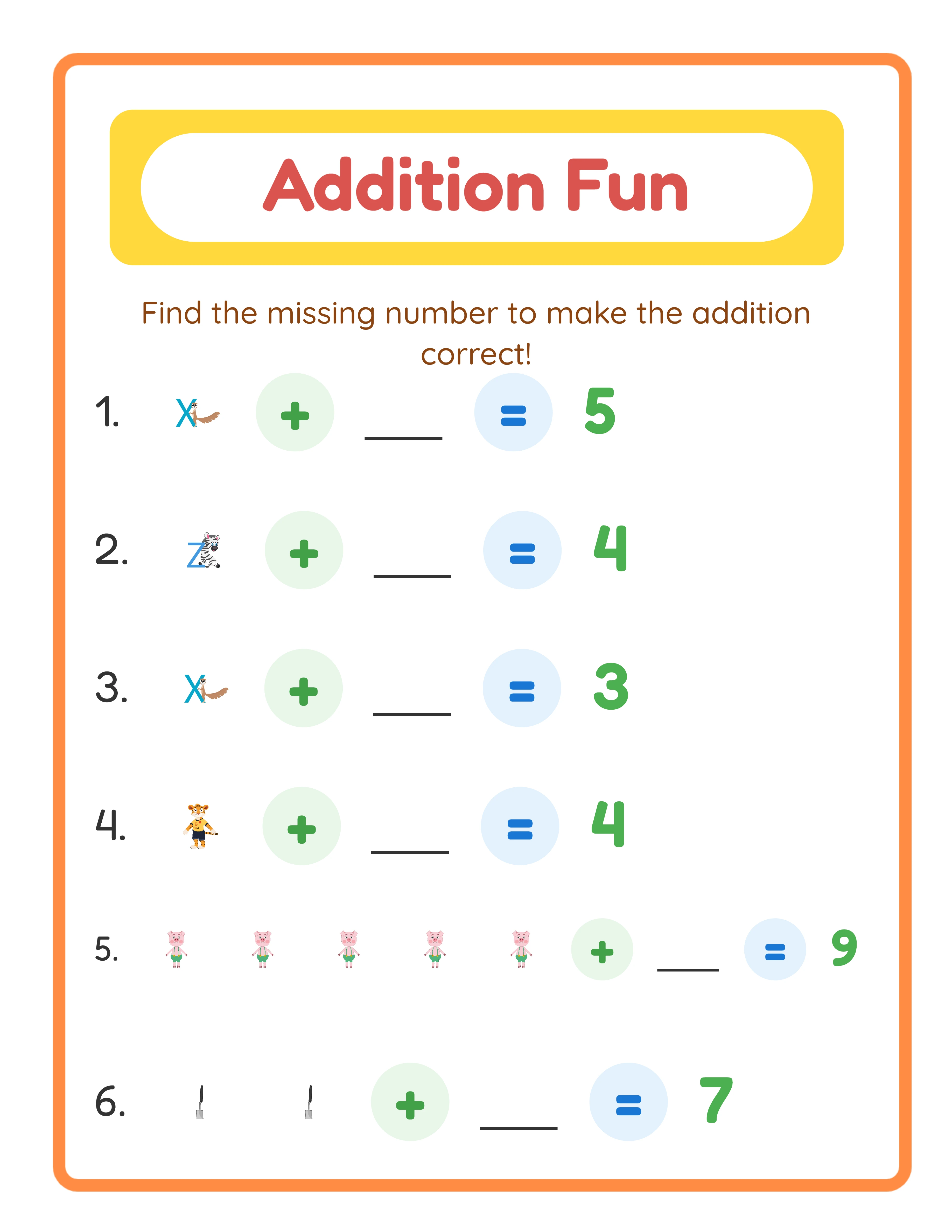 Addition worksheet in Find the Addend mode with vehicle theme