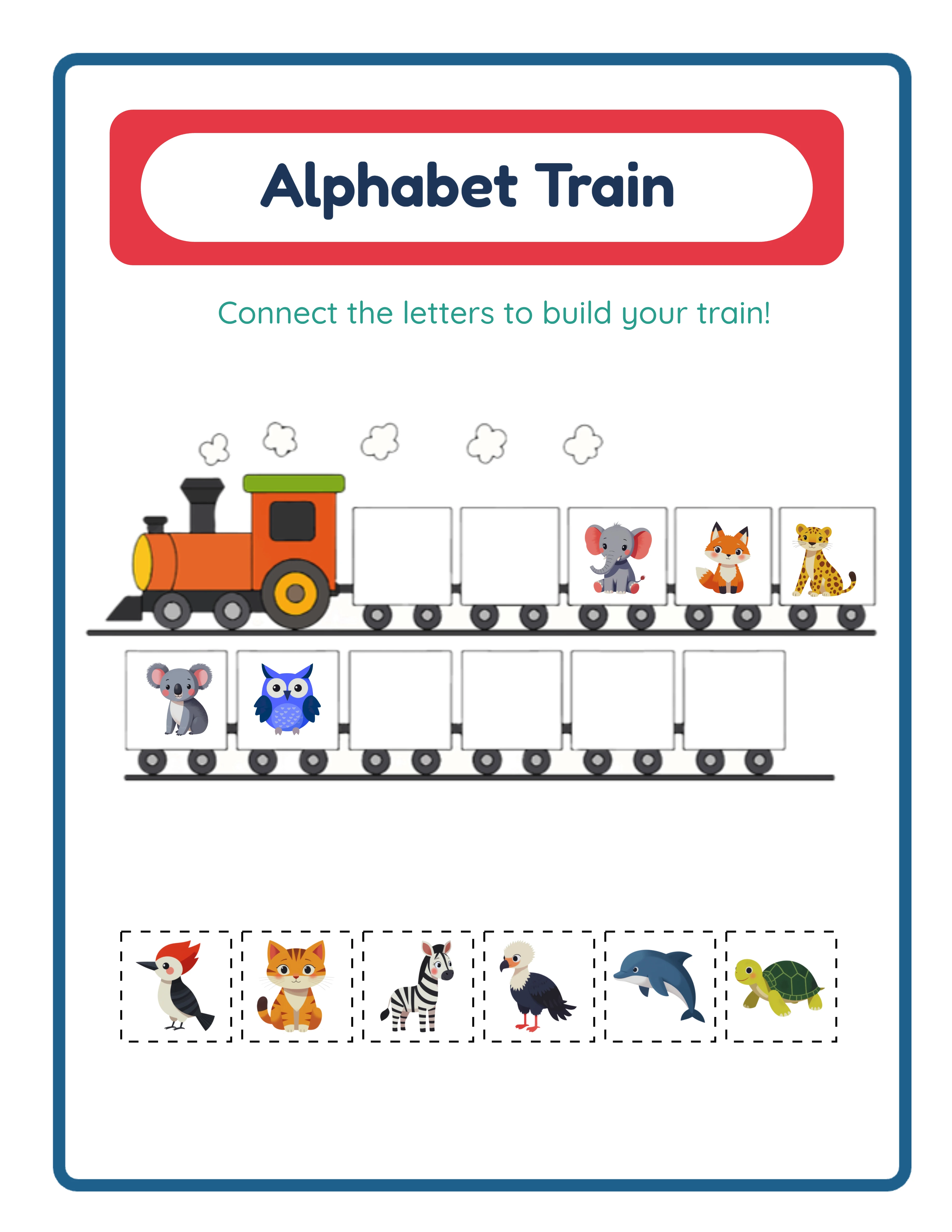 Alphabet train — cut and paste letters