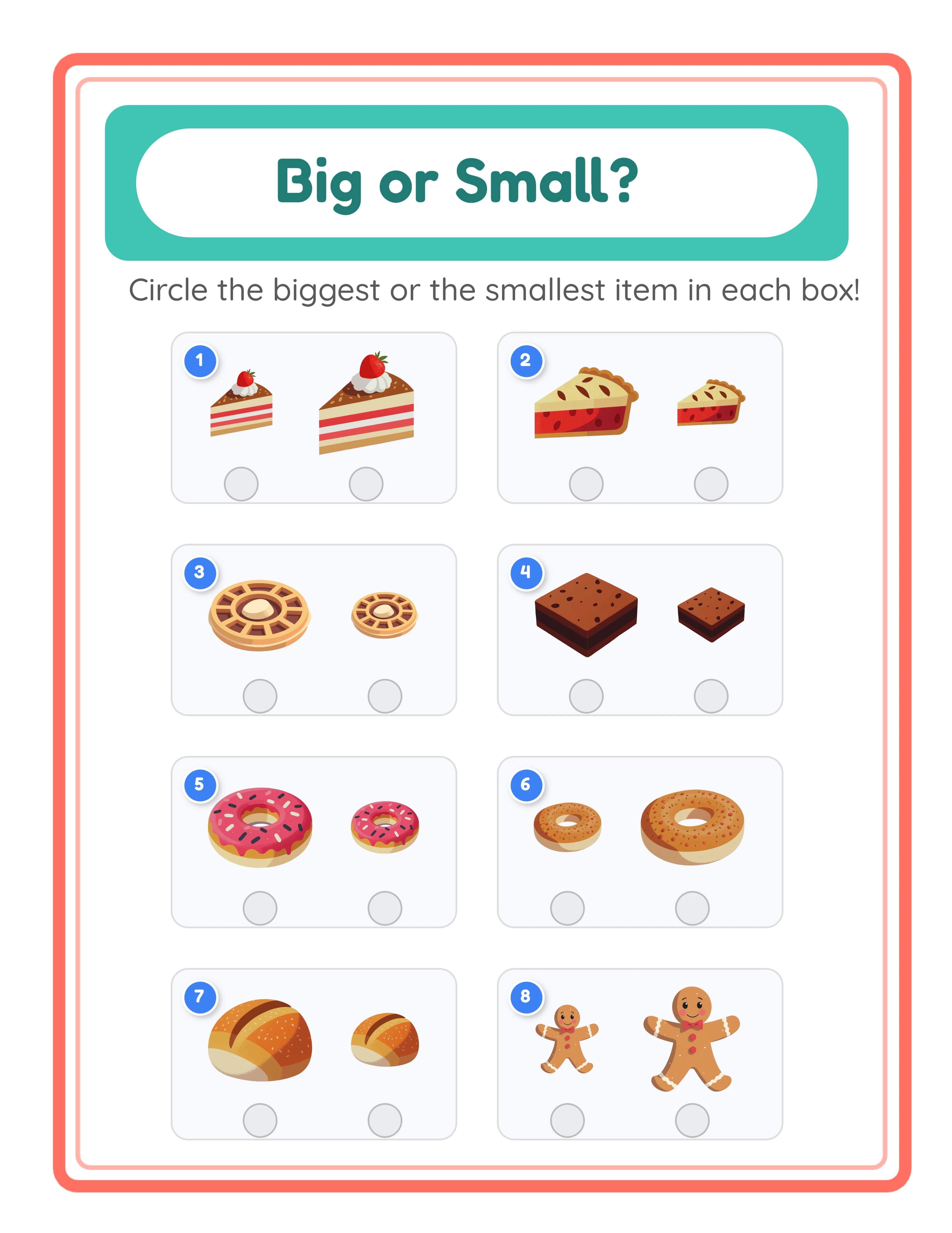 Featured big-small printable worksheet — adorable size comparison