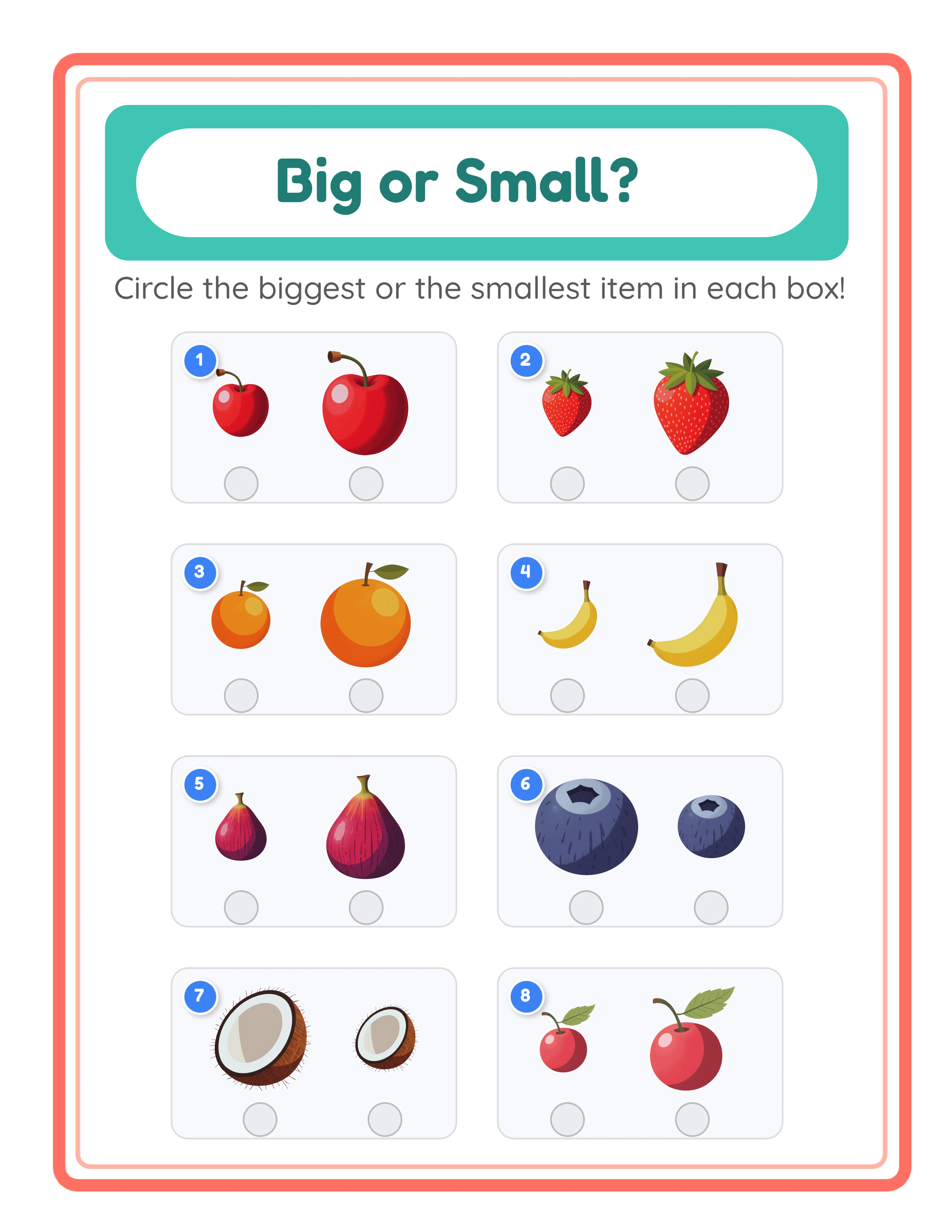 Professional big-small printable worksheet