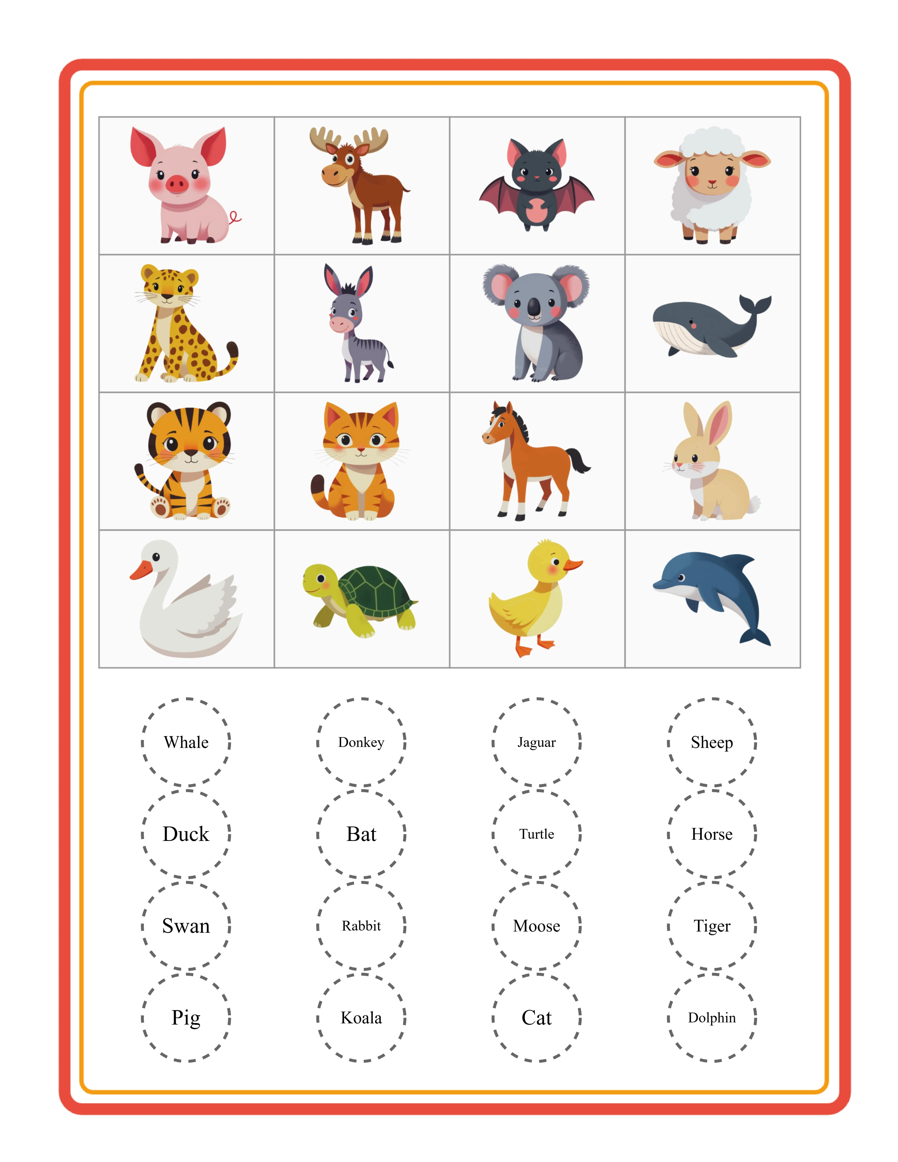 4x4 bingo — 16-square word mode cards