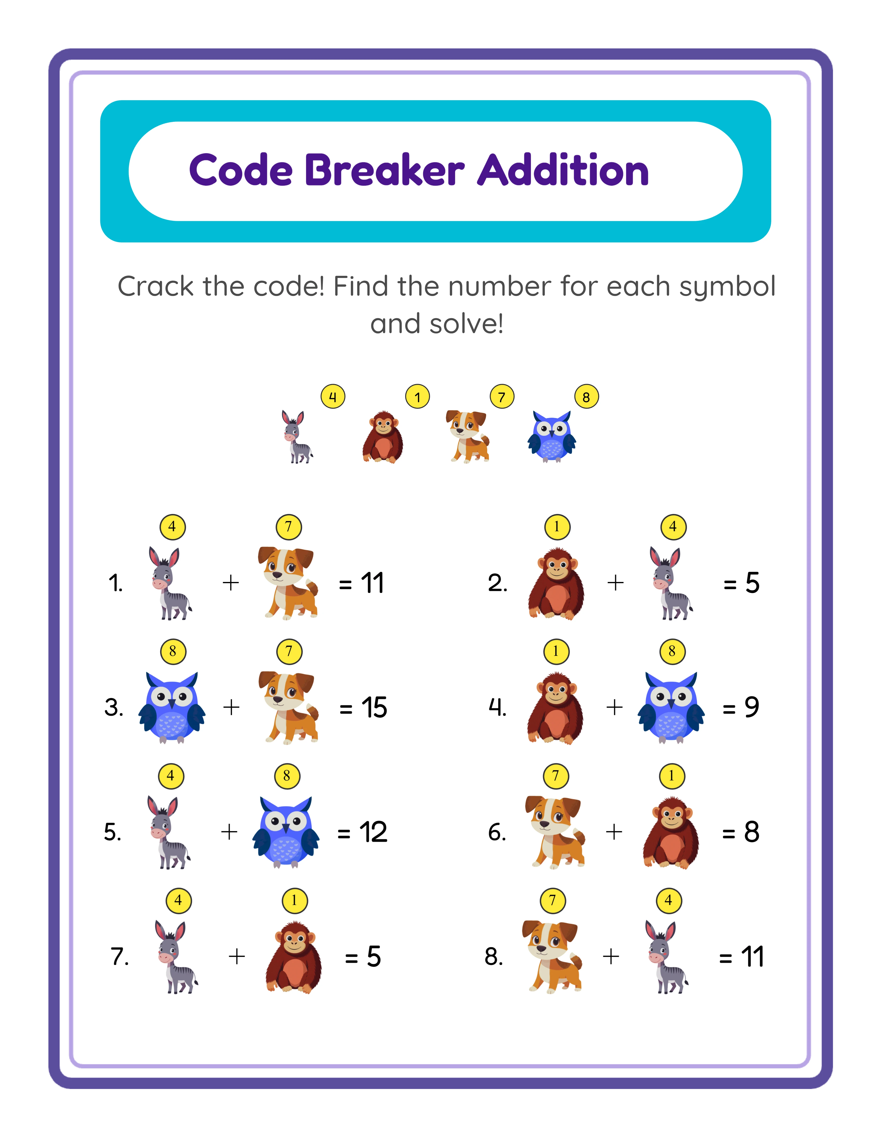 Code breaker printable answer key