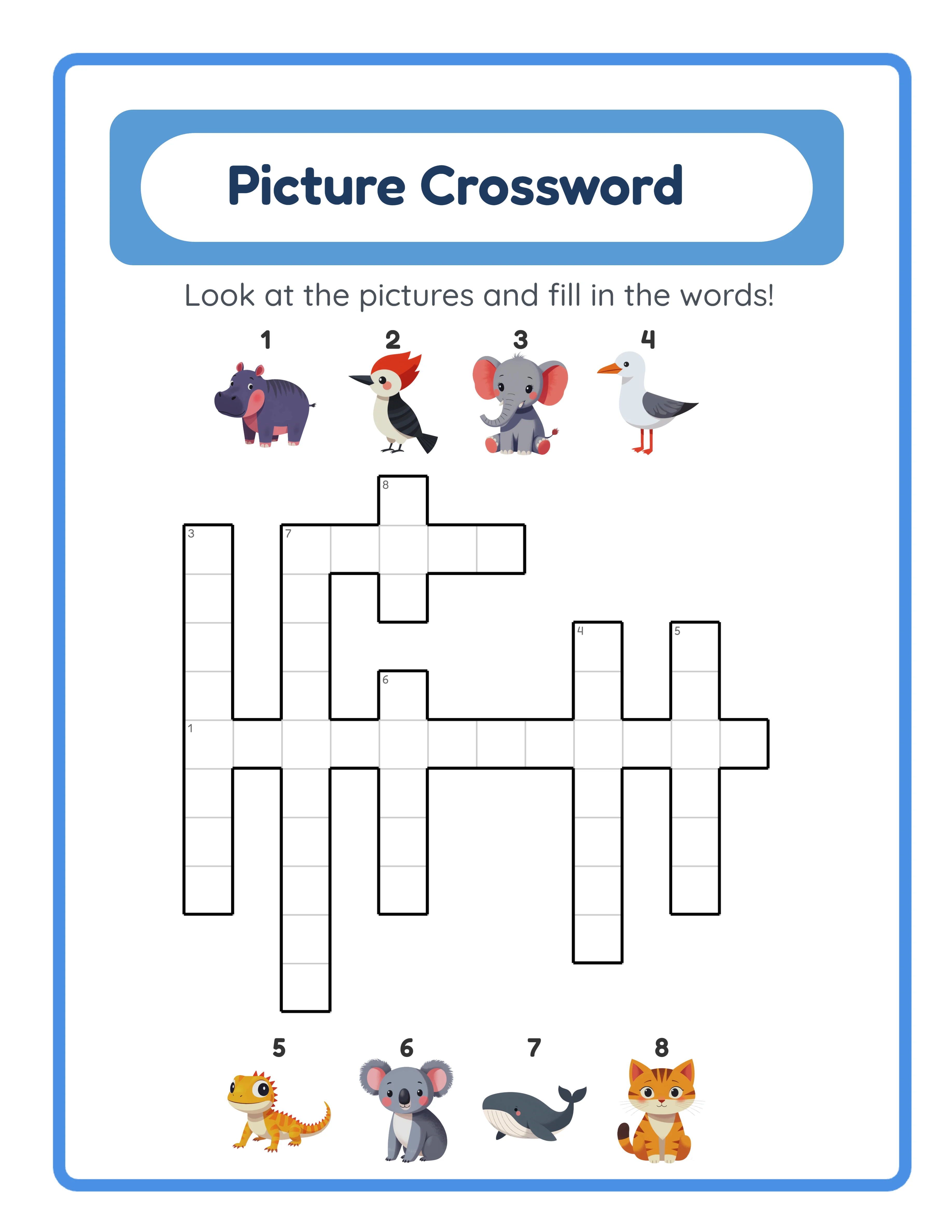 Spotlight crossword — engaging picture-clue vocabulary puzzle