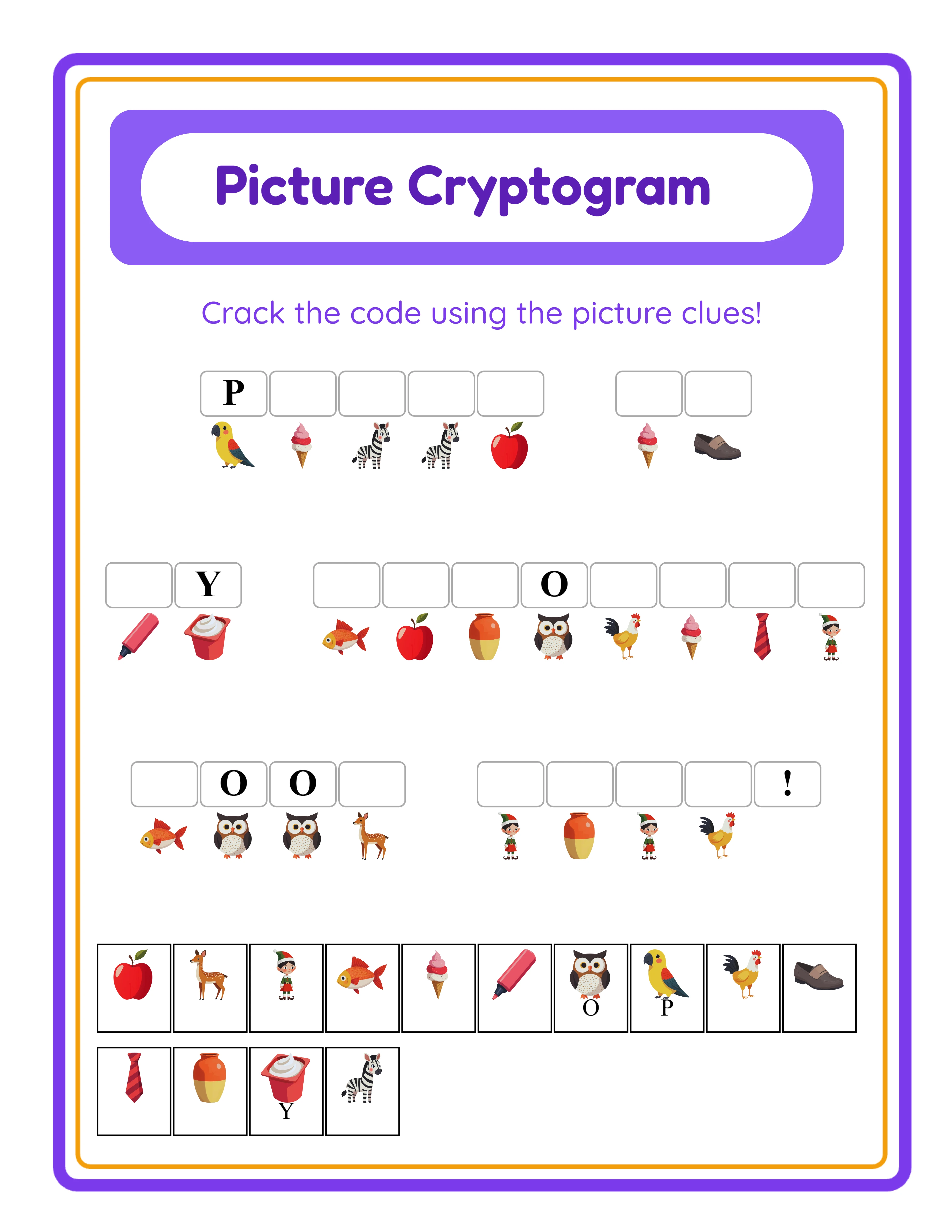 Cryptogram — themed cipher puzzle