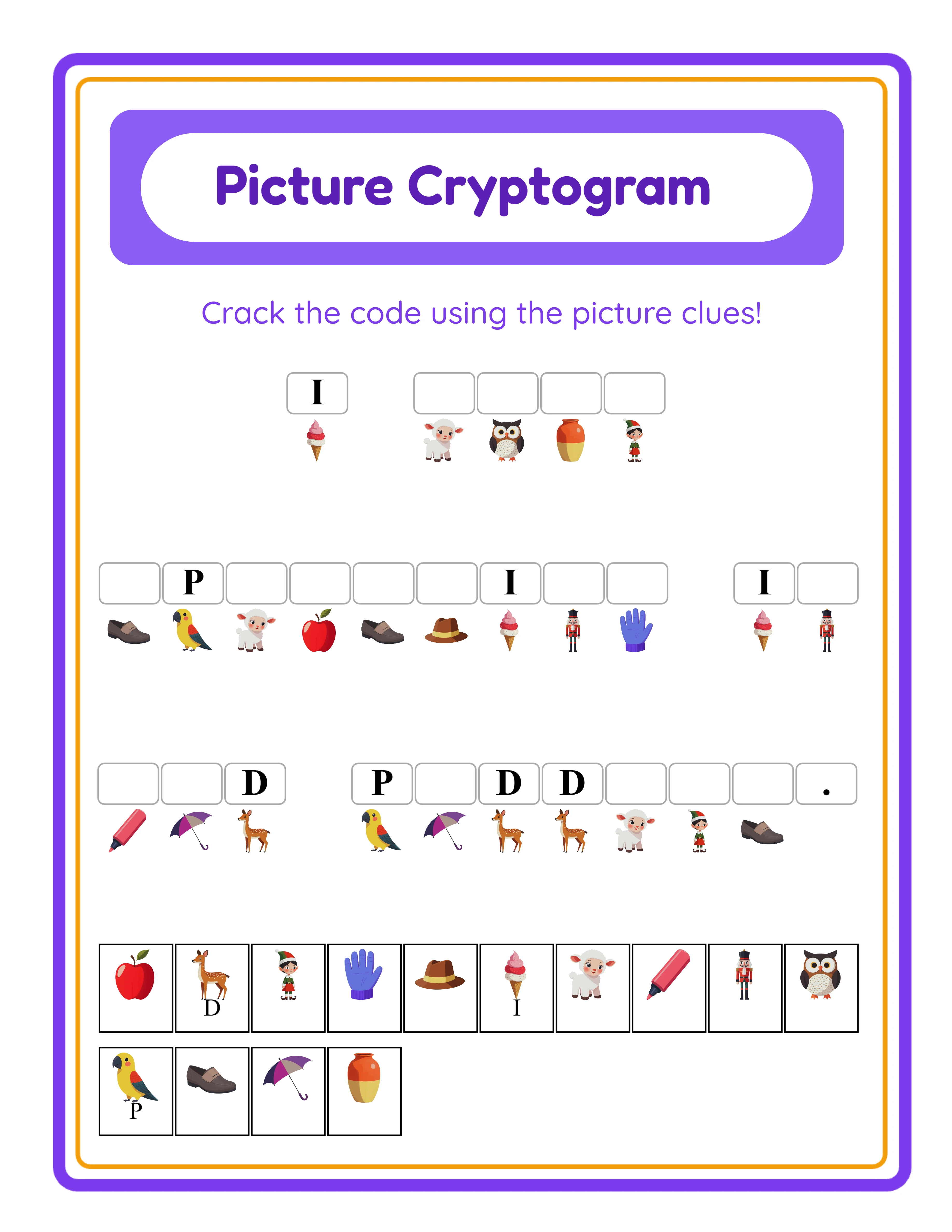 Professional cryptogram printable worksheet