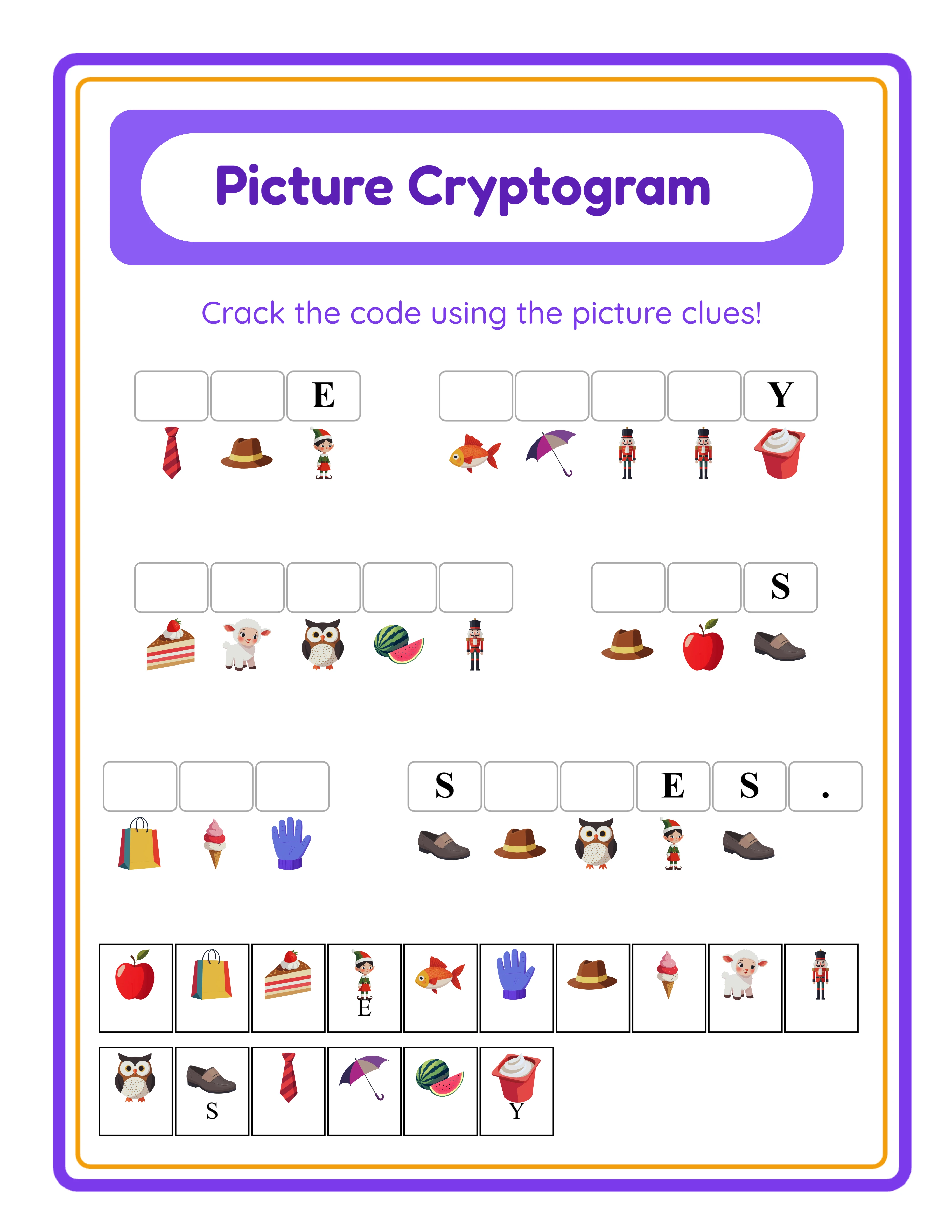 Easy cryptogram — simple picture codes