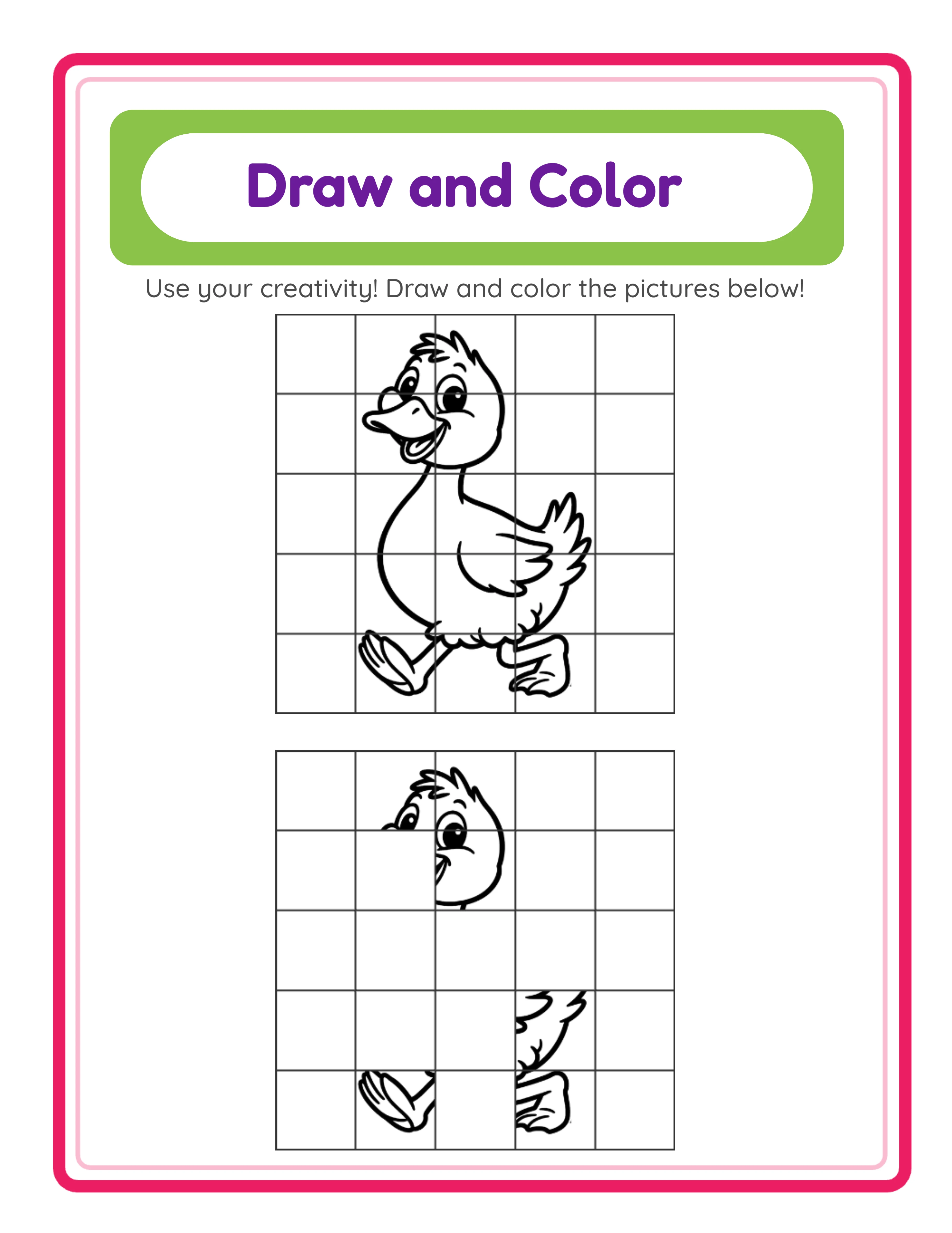 Medium grid drawing — animals