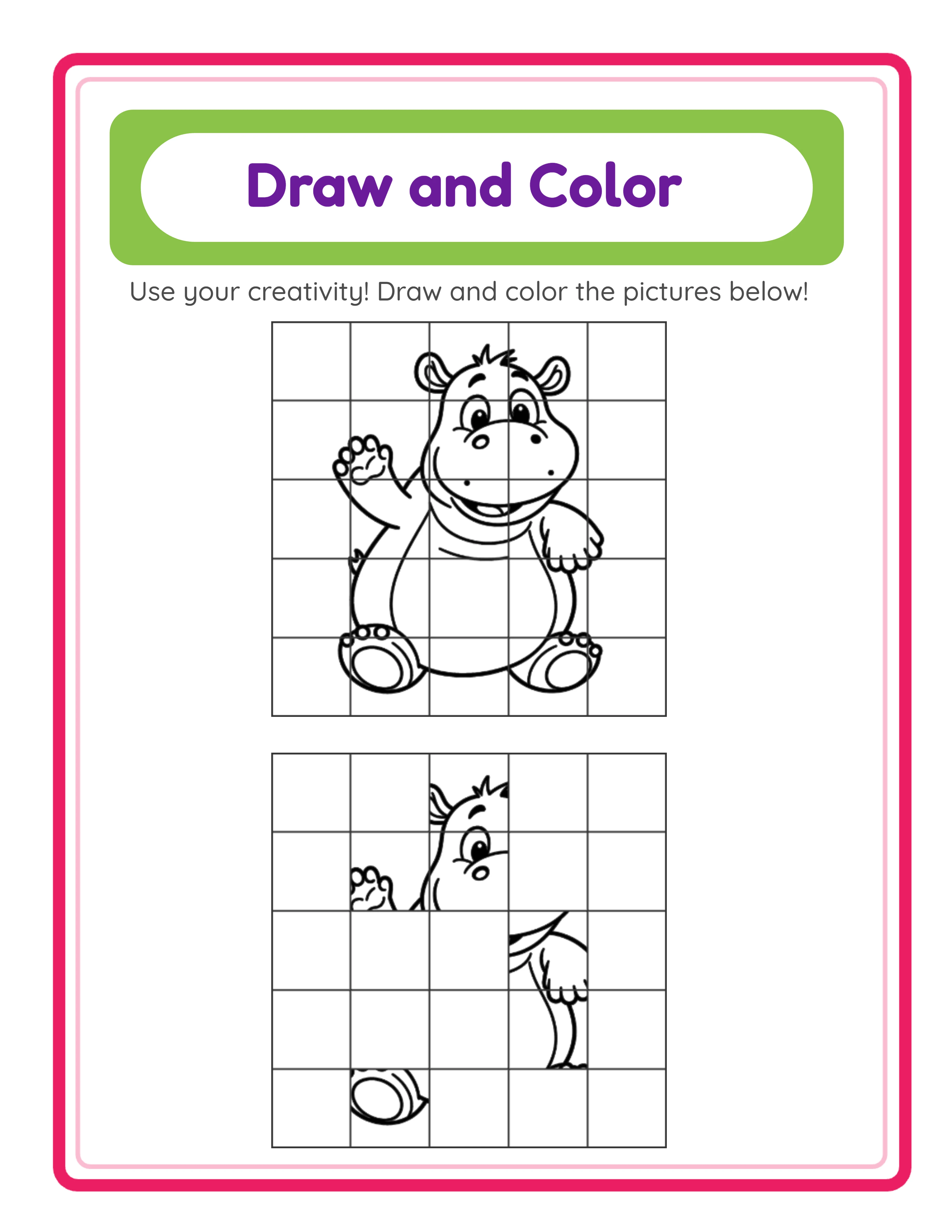 Professional grid drawing printable worksheet